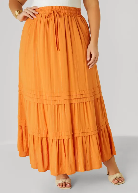 Pleated Metallic Maxi Skirt sold by Ashley Stewart