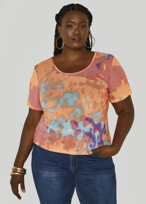 Neon Printed Mesh Tee sold by Ashley Stewart