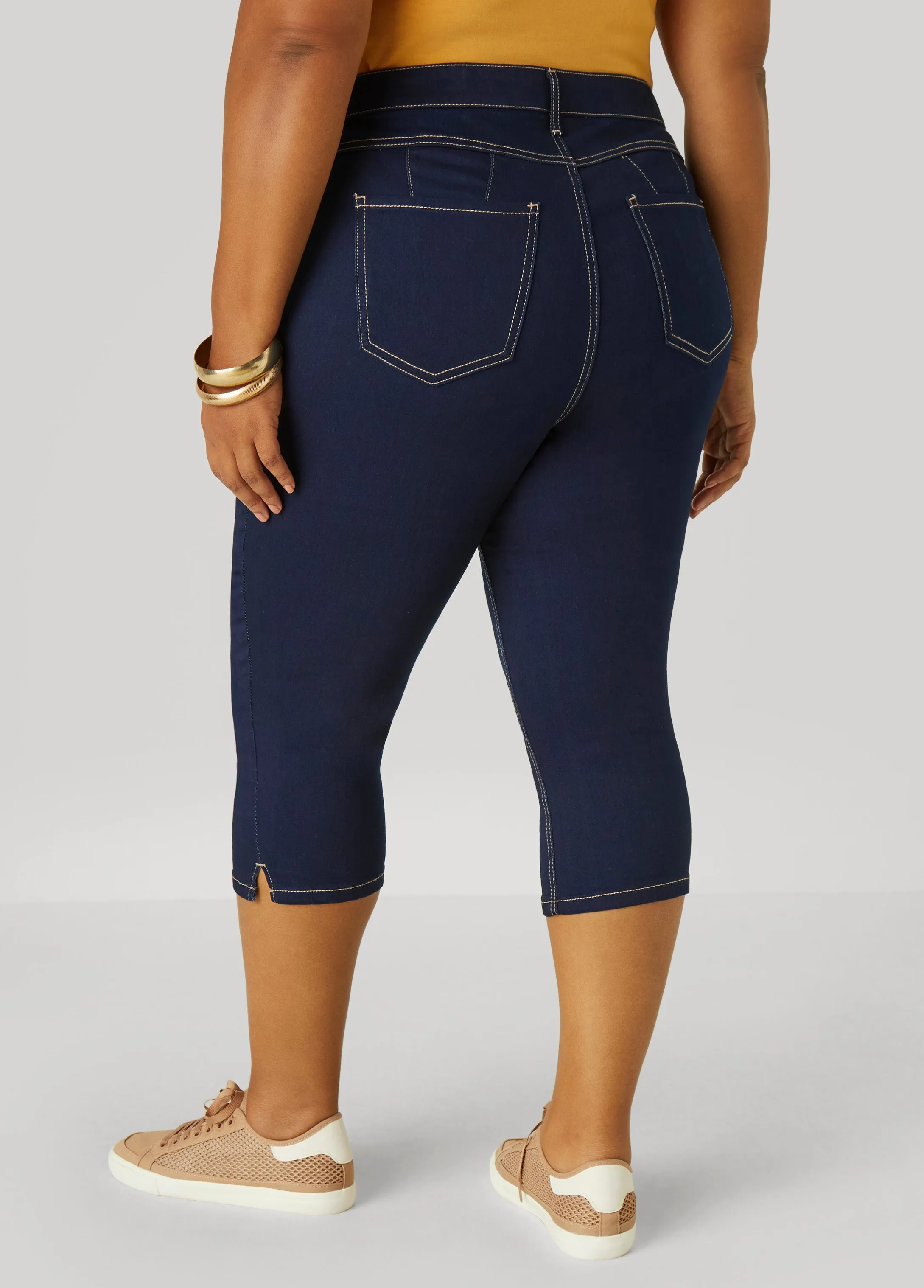 Side Split Denim Capris sold by Ashley Stewart product image thumbnail 2