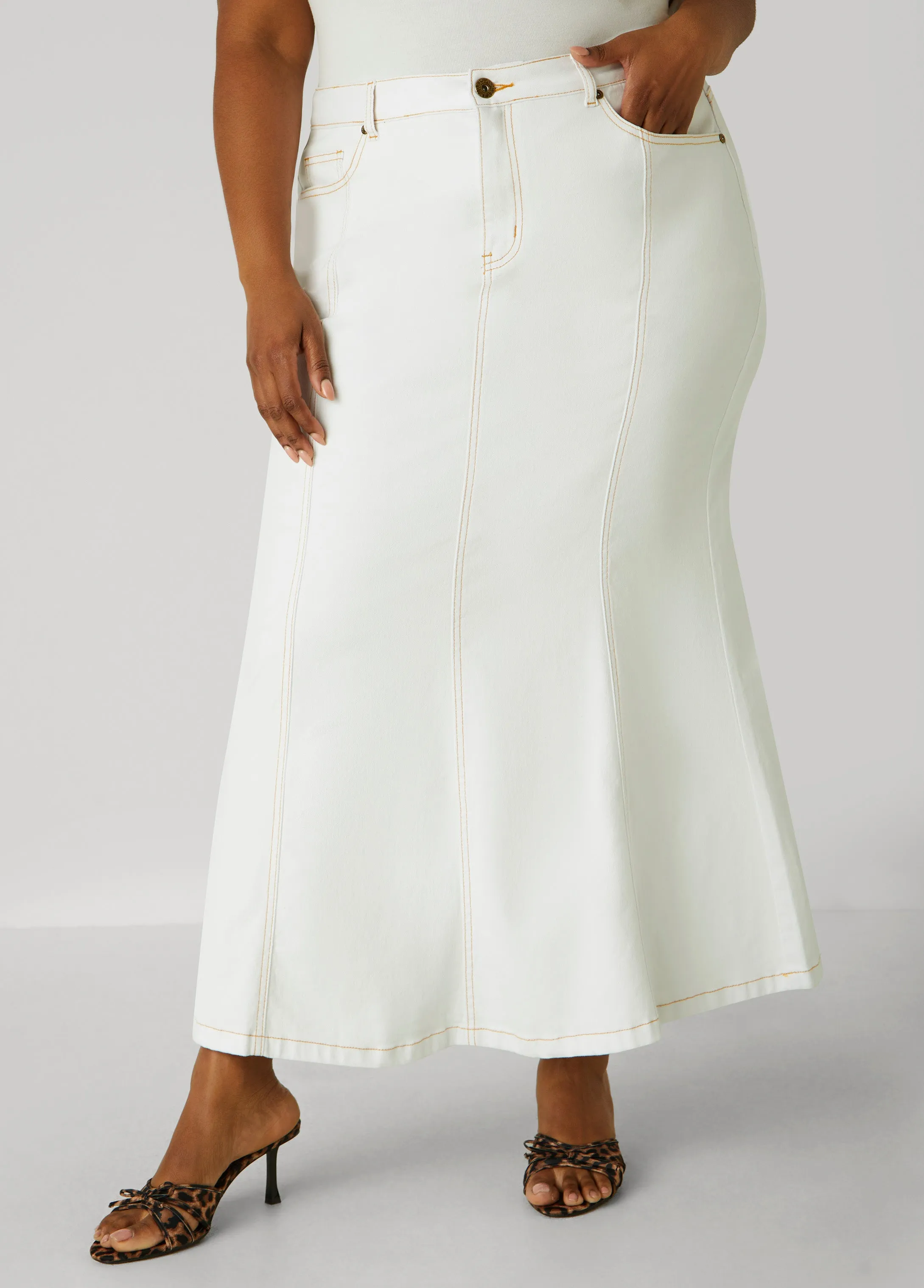 Mermaid Denim Maxi Skirt sold by Ashley Stewart