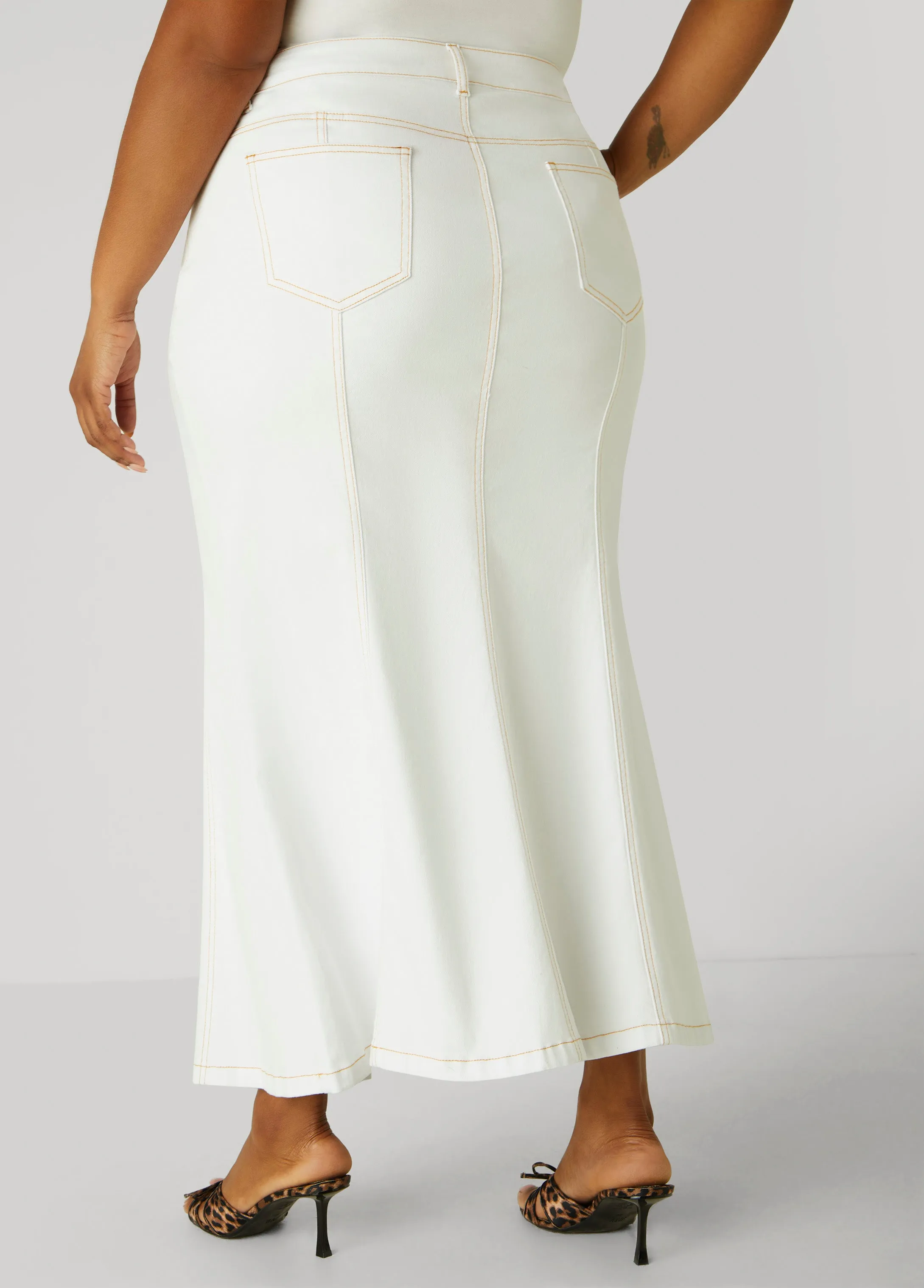 Mermaid Denim Maxi Skirt sold by Ashley Stewart product image thumbnail 2