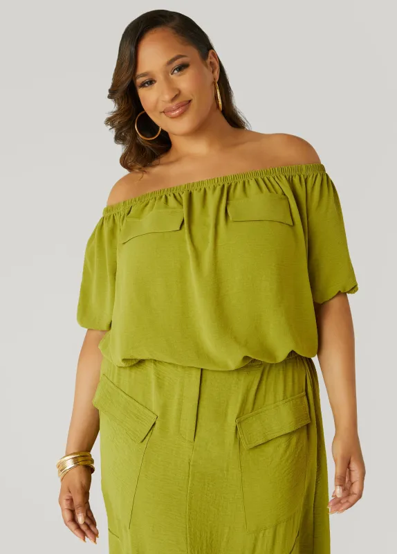 Textured Off The Shoulder Blouse sold by Ashley Stewart