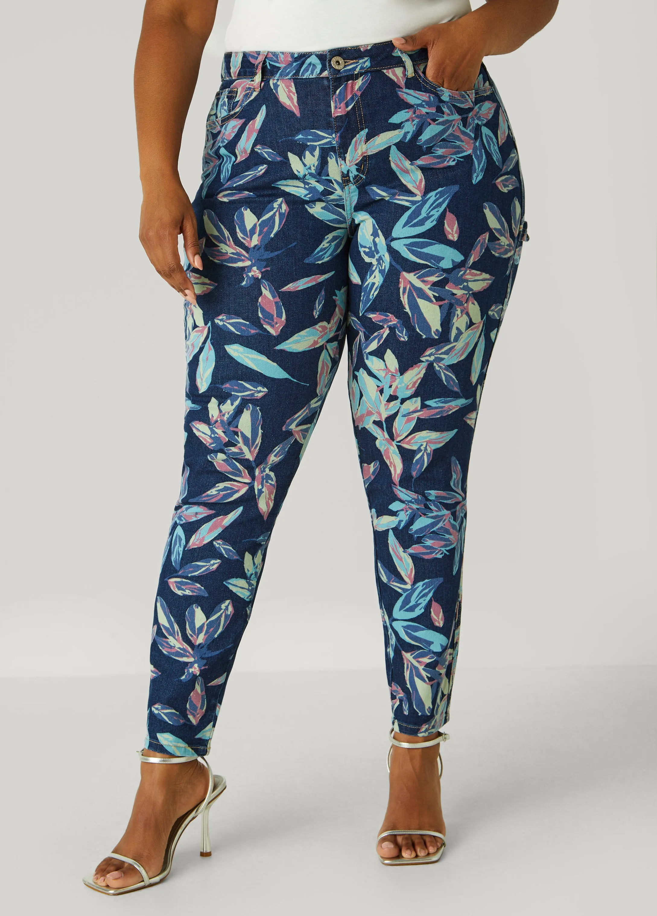Leaf Print Skinny Jeans sold by Ashley Stewart product image thumbnail 3