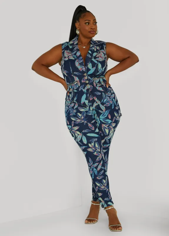 Leaf Print Skinny Jeans sold by Ashley Stewart