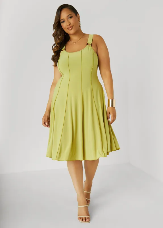 Ring Embellished Seamed Dress sold by Ashley Stewart