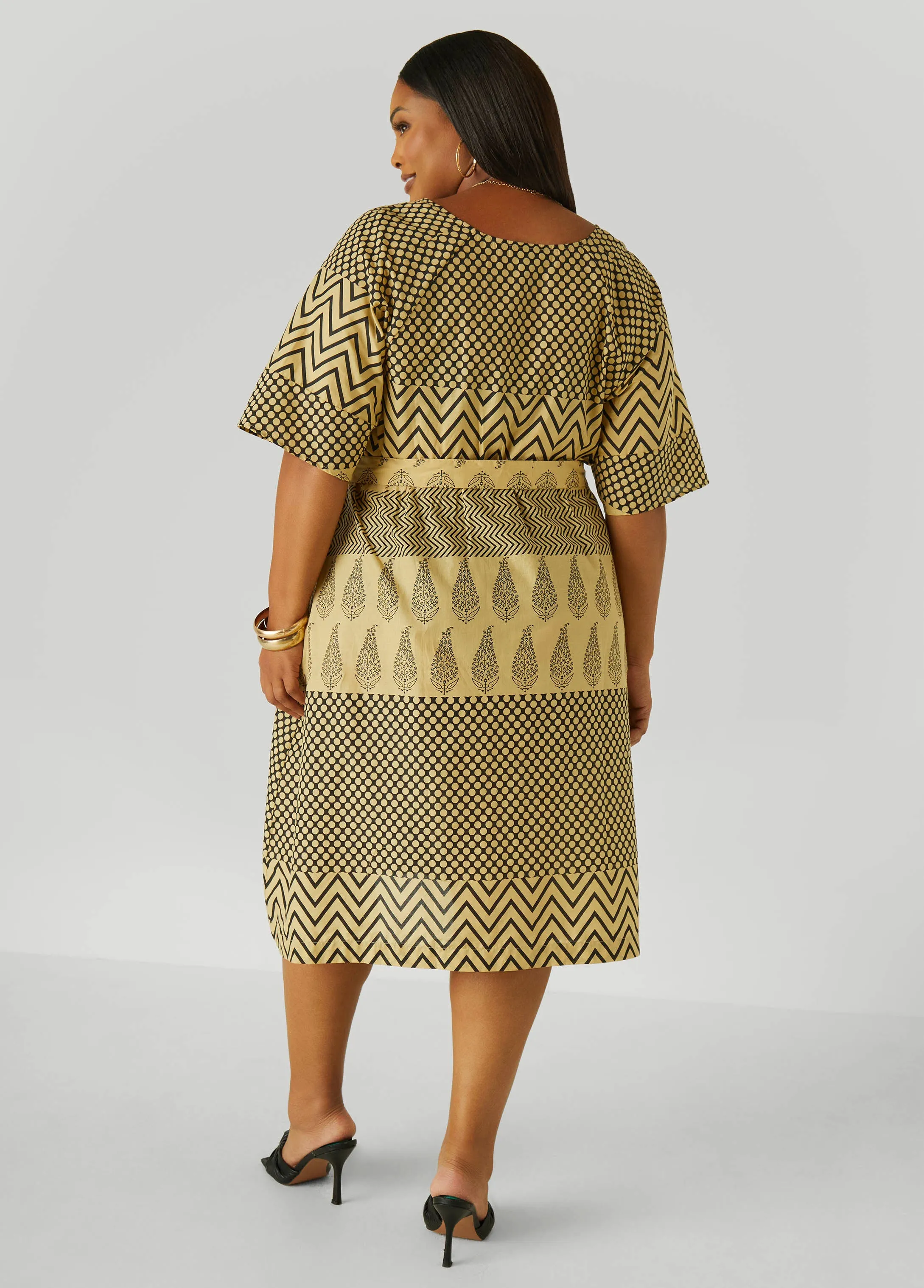 Faux Wrap Printed Cotton Dress sold by Ashley Stewart product image thumbnail 2