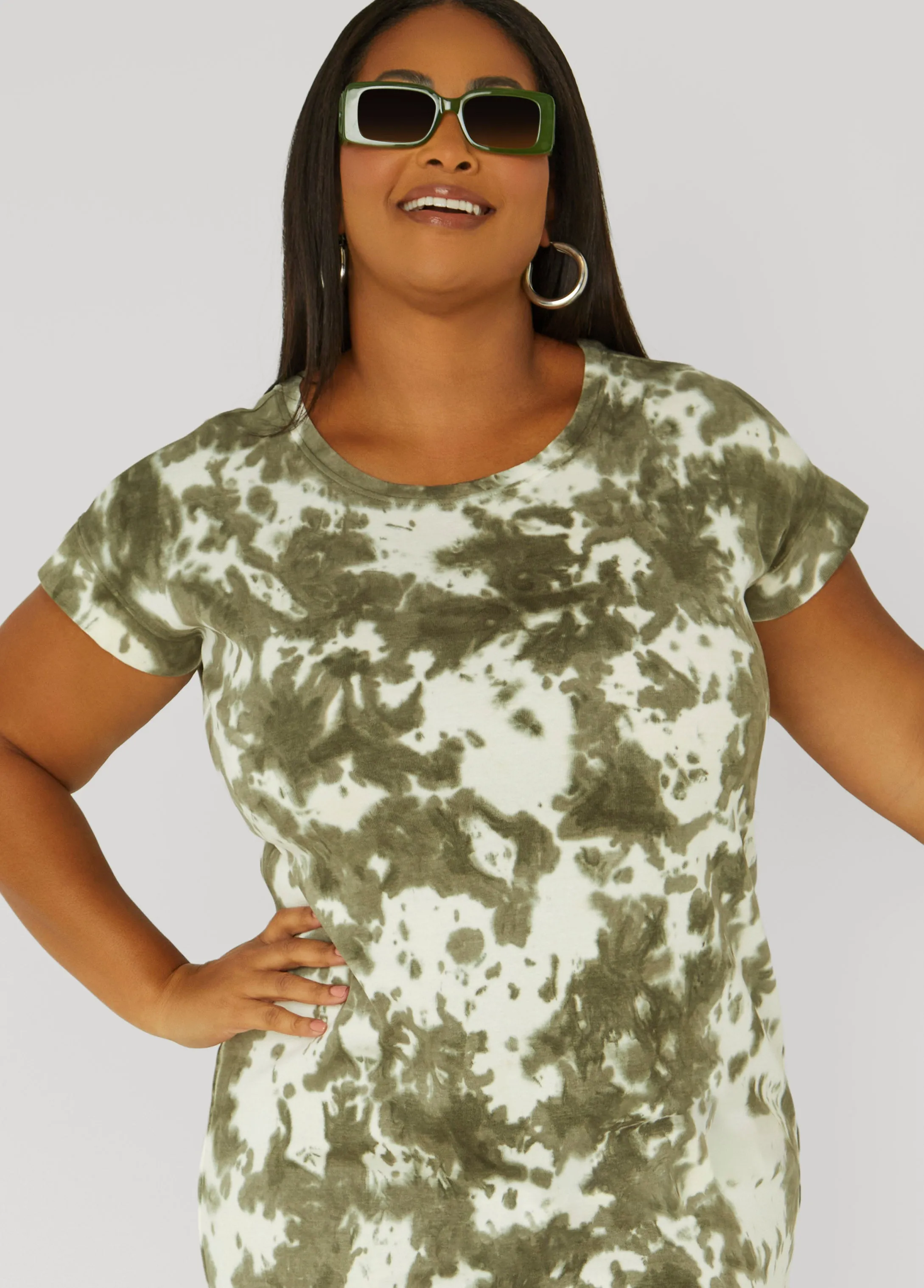 Tie Dyed Cotton T Shirt Dress sold by Ashley Stewart product image thumbnail 4