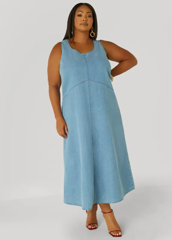 Chambray Maxi Dress sold by Ashley Stewart
