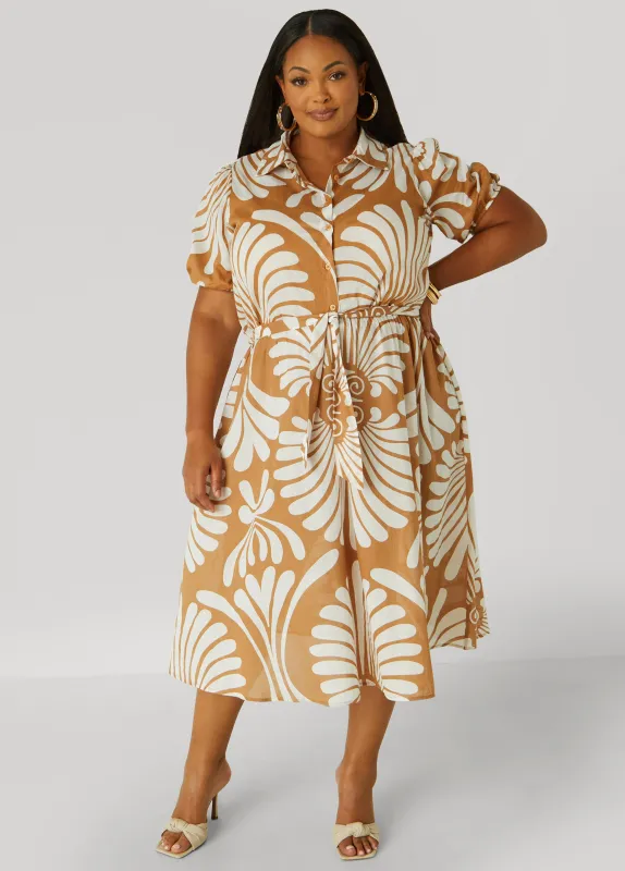 Swirl Print Midaxi Shirtdress sold by Ashley Stewart
