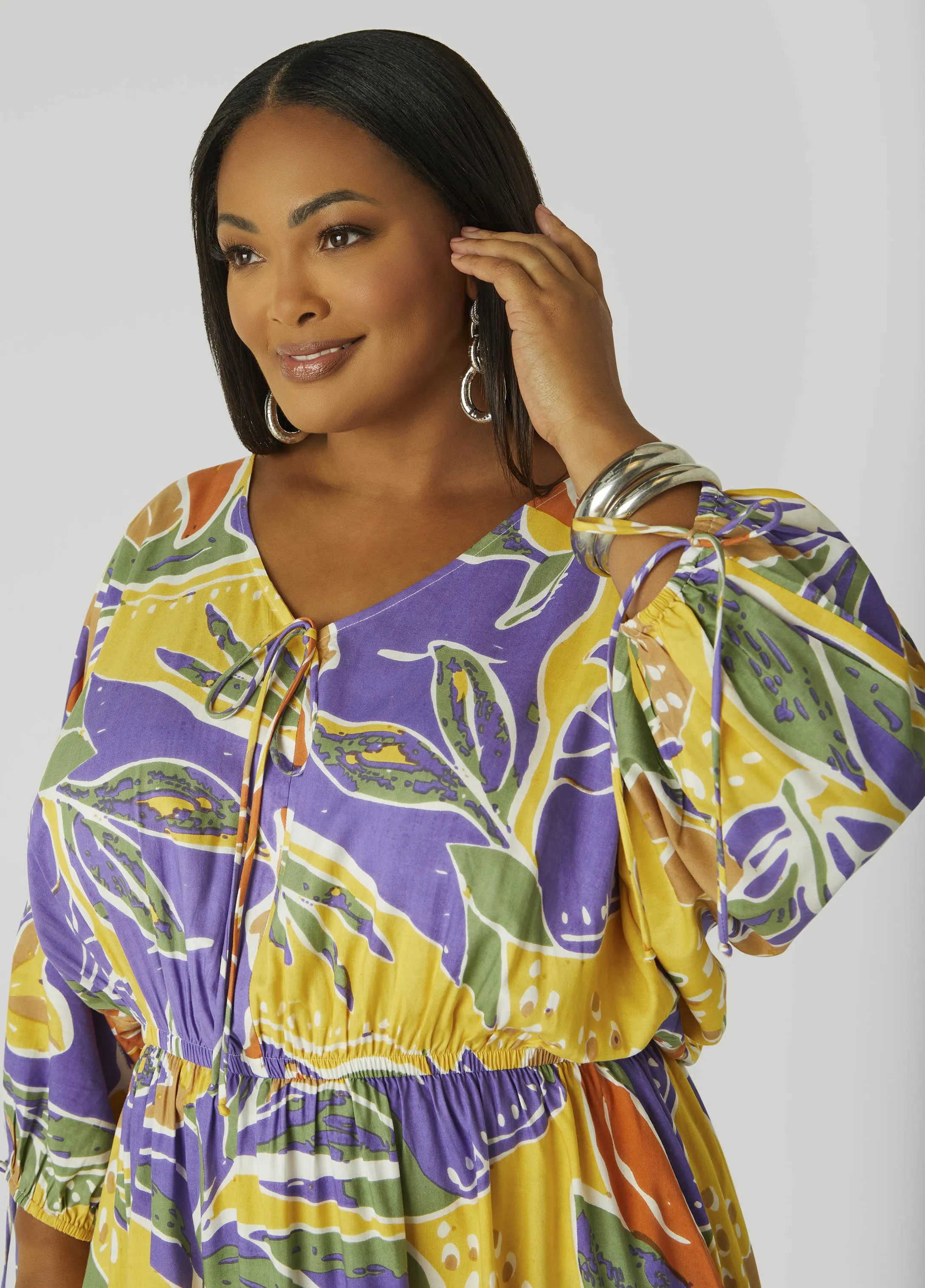 Tropical Print A Line Dress sold by Ashley Stewart product image thumbnail 4