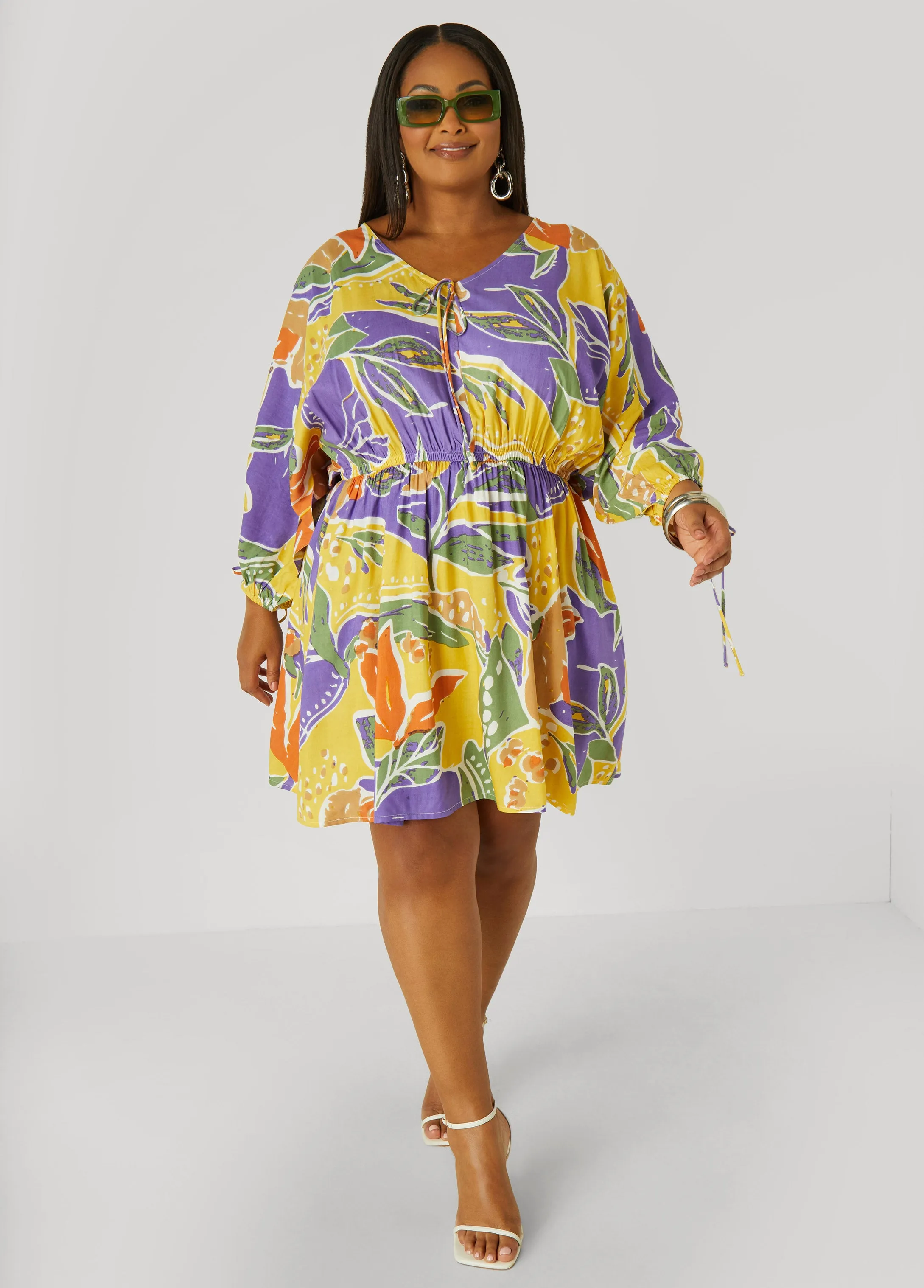 Tropical Print A Line Dress sold by Ashley Stewart product image thumbnail 3