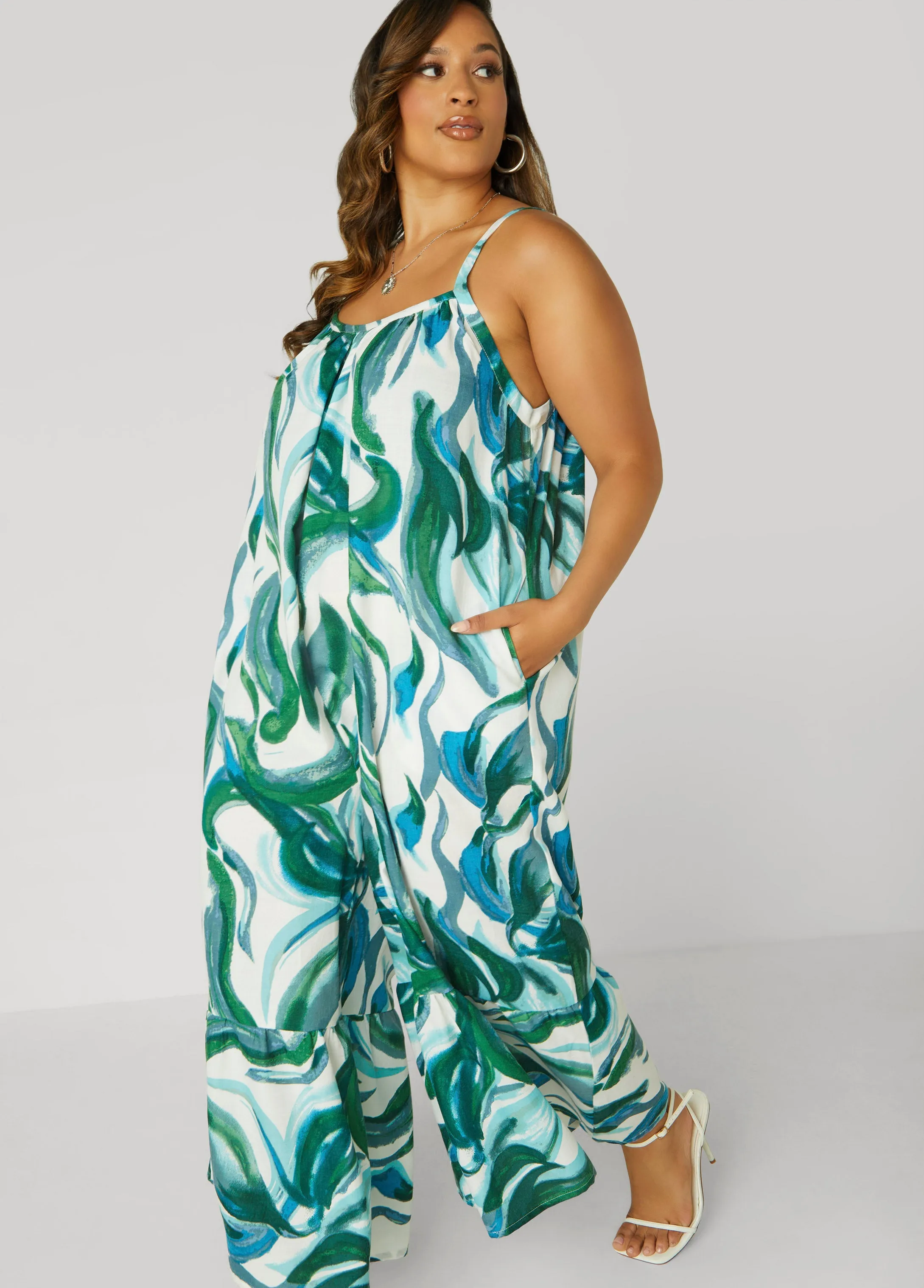 Swirl Print Wide Leg Jumpsuit sold by Ashley Stewart product image thumbnail 3