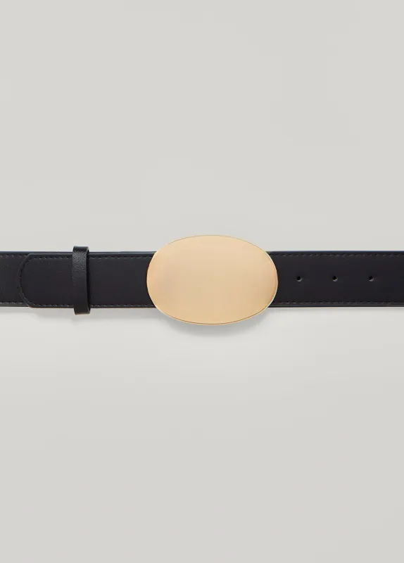 Oval Buckle Faux Leather Belt sold by Ashley Stewart