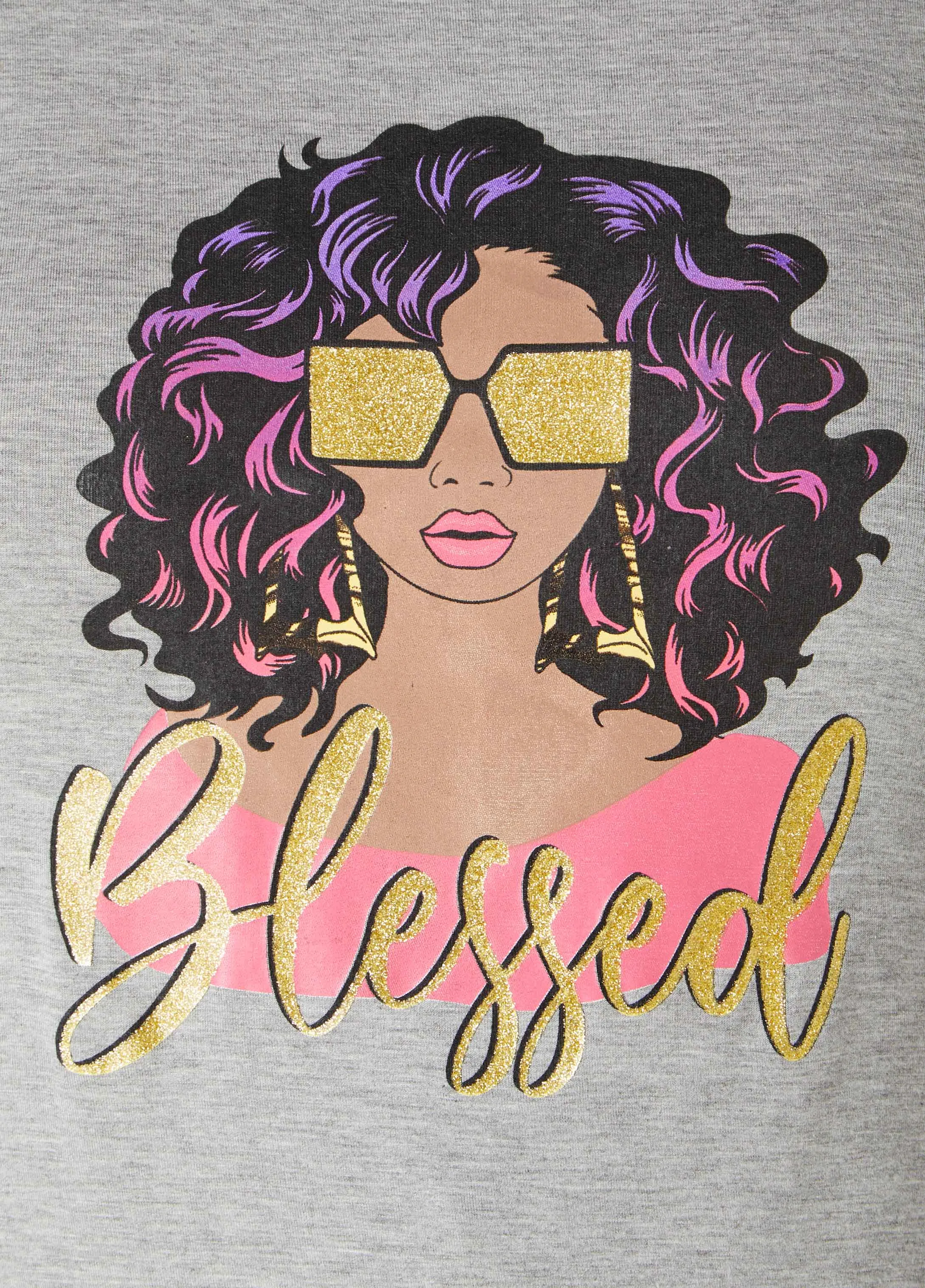 Blessed Glittered Graphic Tee sold by Ashley Stewart product image thumbnail 4