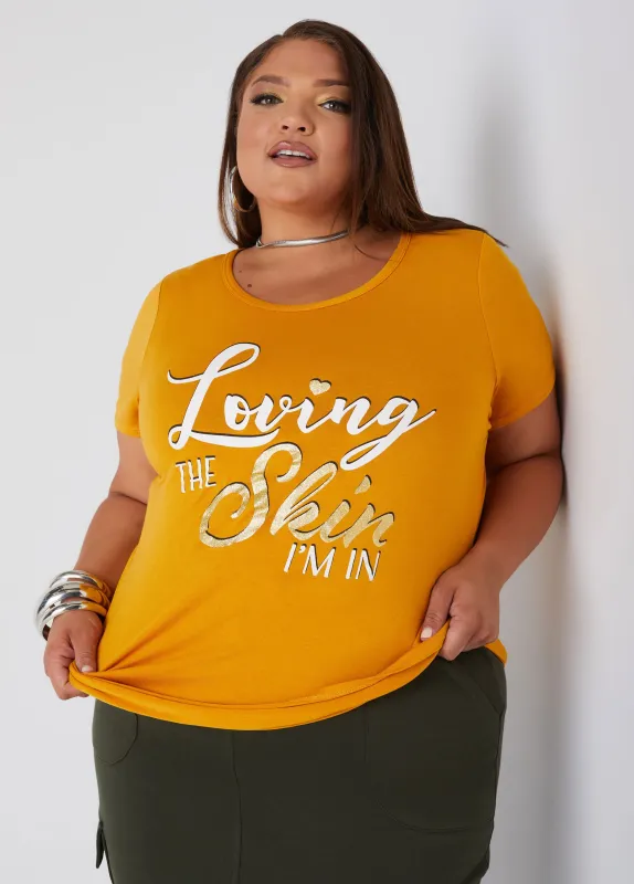 Loving Glittered Graphic Tee sold by Ashley Stewart