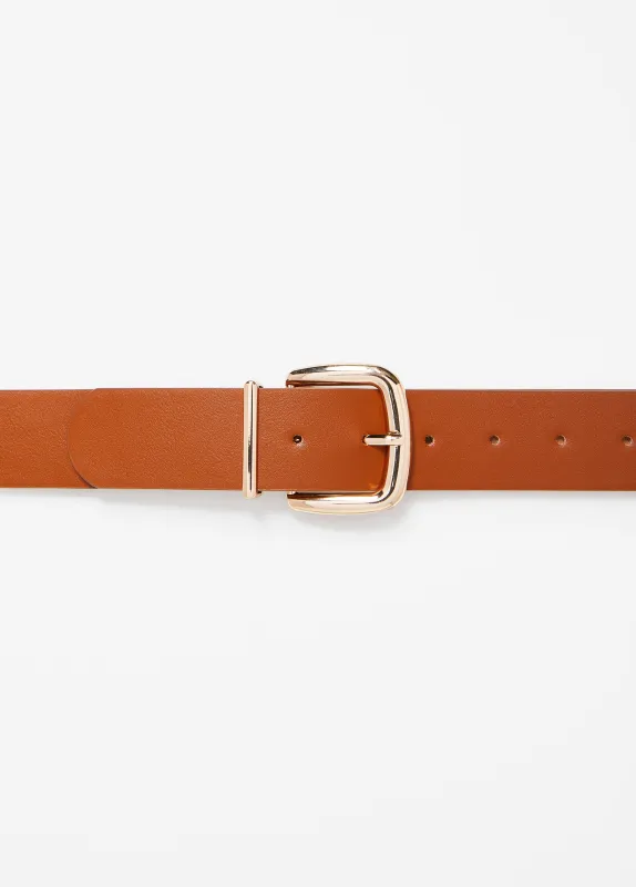 Gold Buckled Faux Leather Belt sold by Ashley Stewart