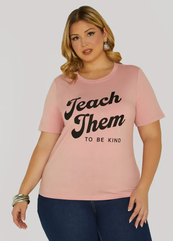 To Be Kind Embellished Graphic Tee sold by Ashley Stewart