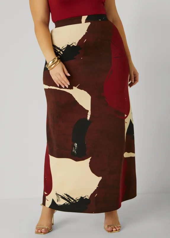 Abstract Print Maxi Skirt sold by Ashley Stewart