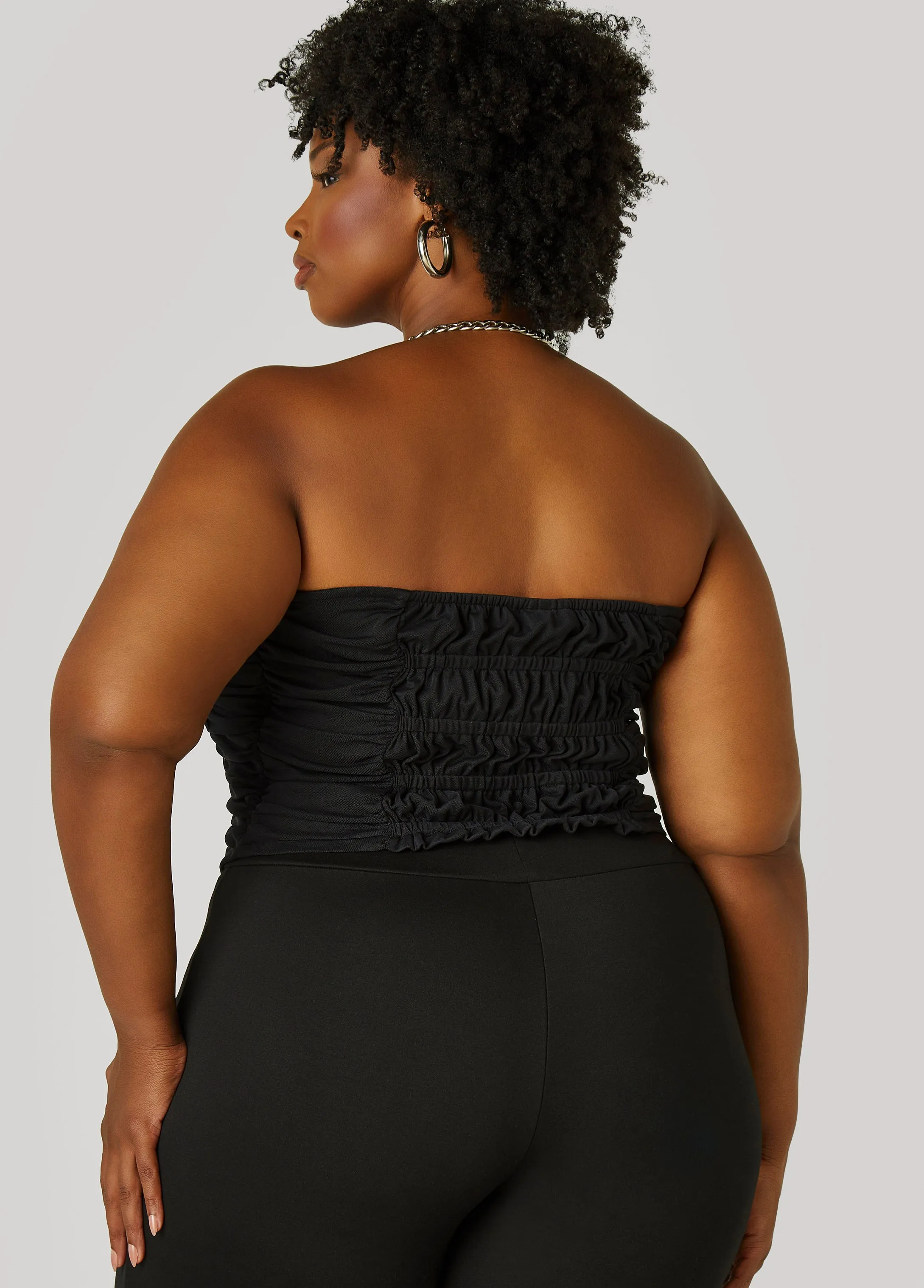 Strapless Ruched Mesh Corset Top sold by Ashley Stewart product image thumbnail 2