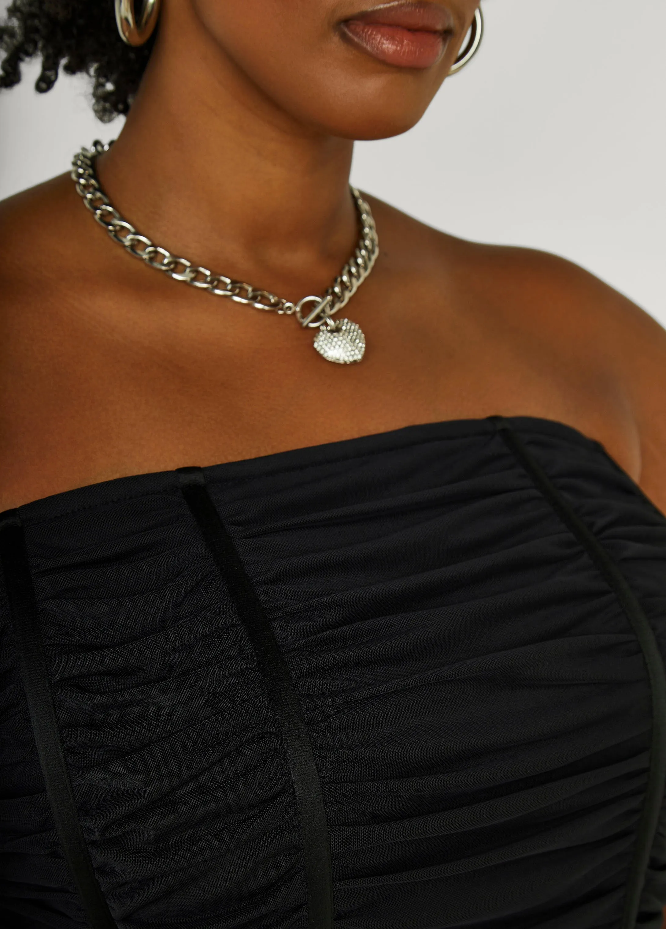 Strapless Ruched Mesh Corset Top sold by Ashley Stewart product image thumbnail 4