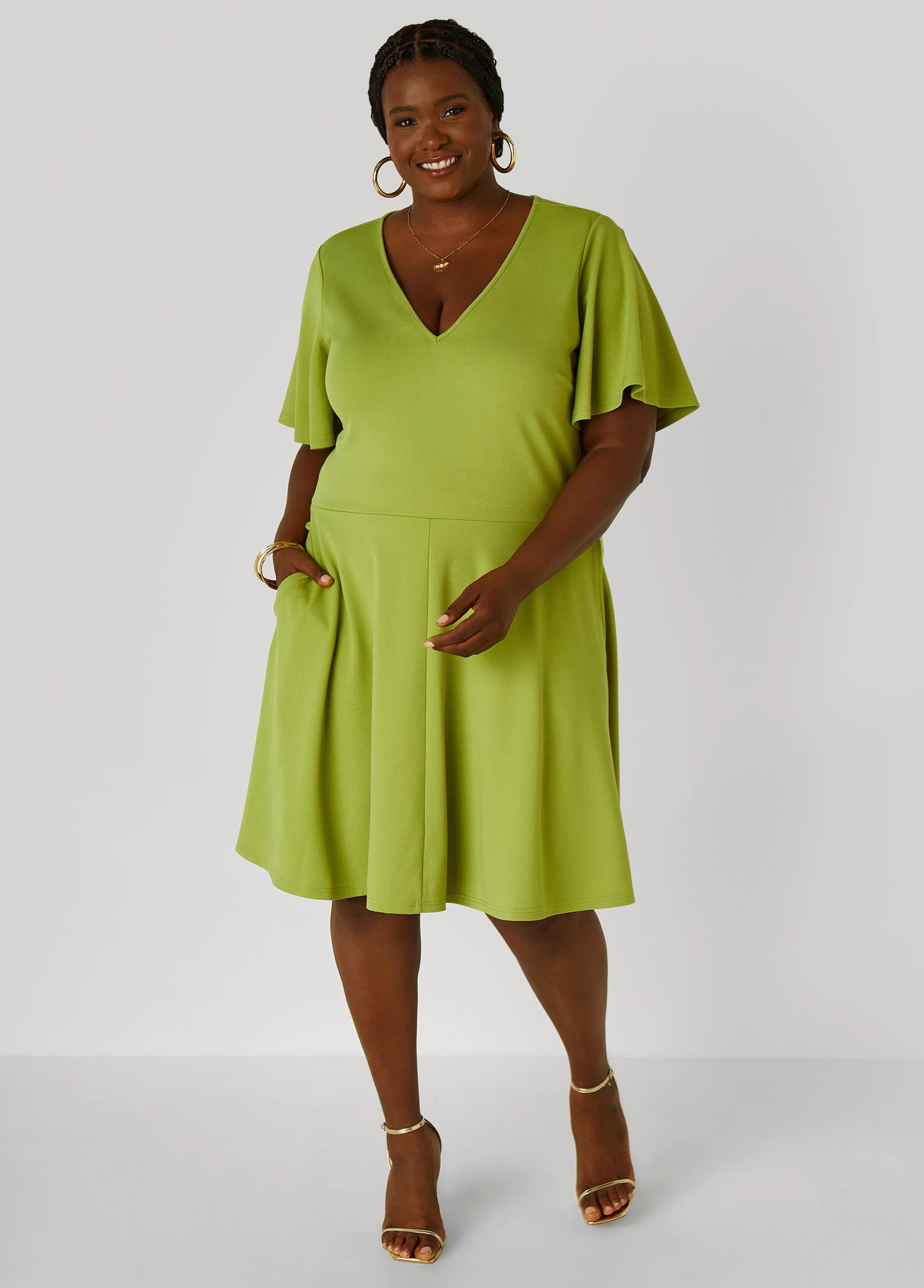 Flutter Sleeved A Line Dress sold by Ashley Stewart