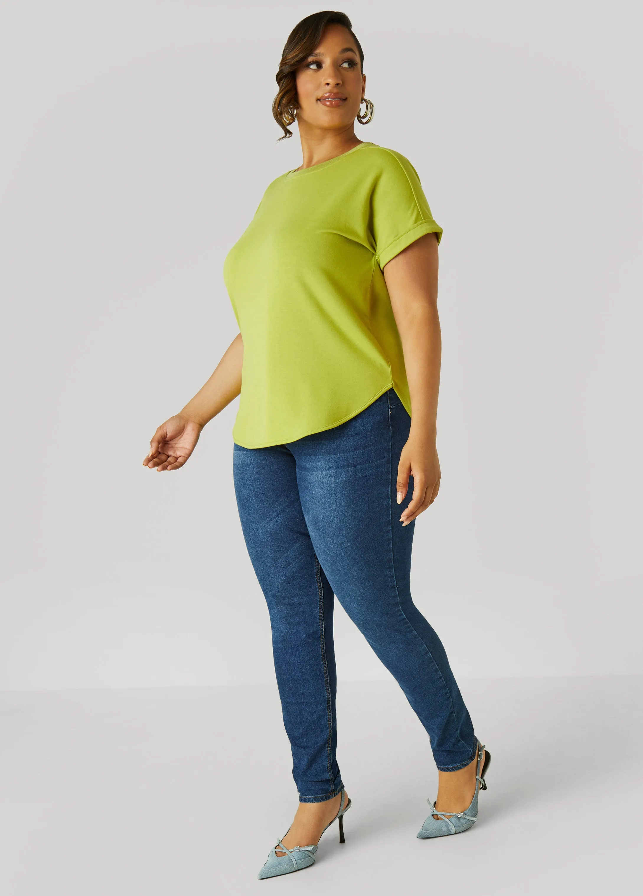 Cuffed Metallic Trimmed Tee sold by Ashley Stewart product image thumbnail 3