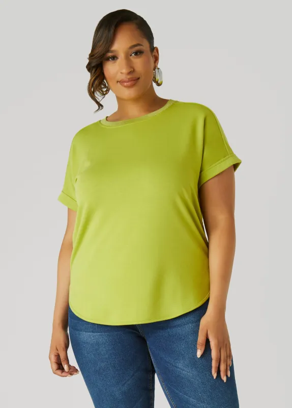 Cuffed Metallic Trimmed Tee sold by Ashley Stewart