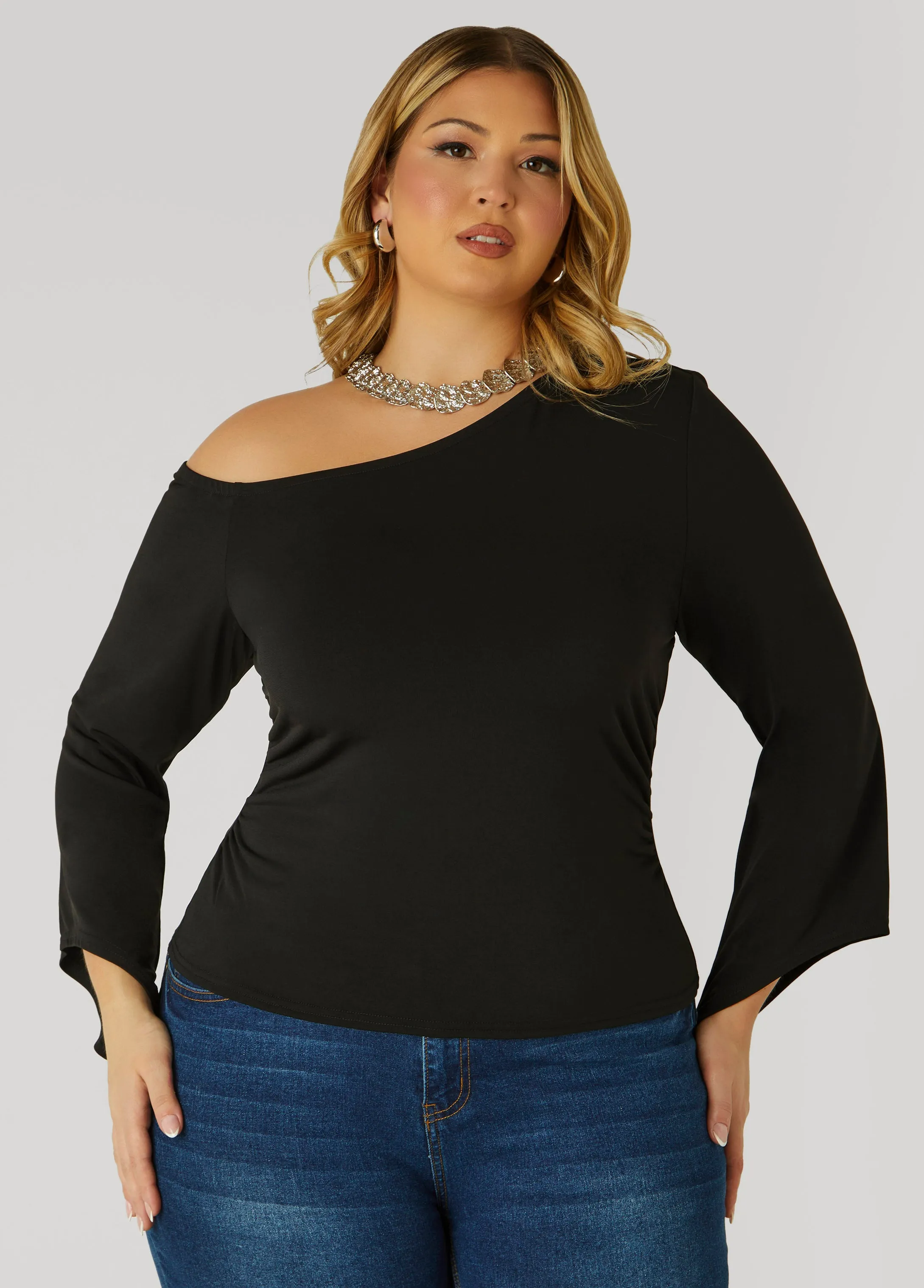 Gathered Off The Shoulder Top sold by Ashley Stewart product image thumbnail 4