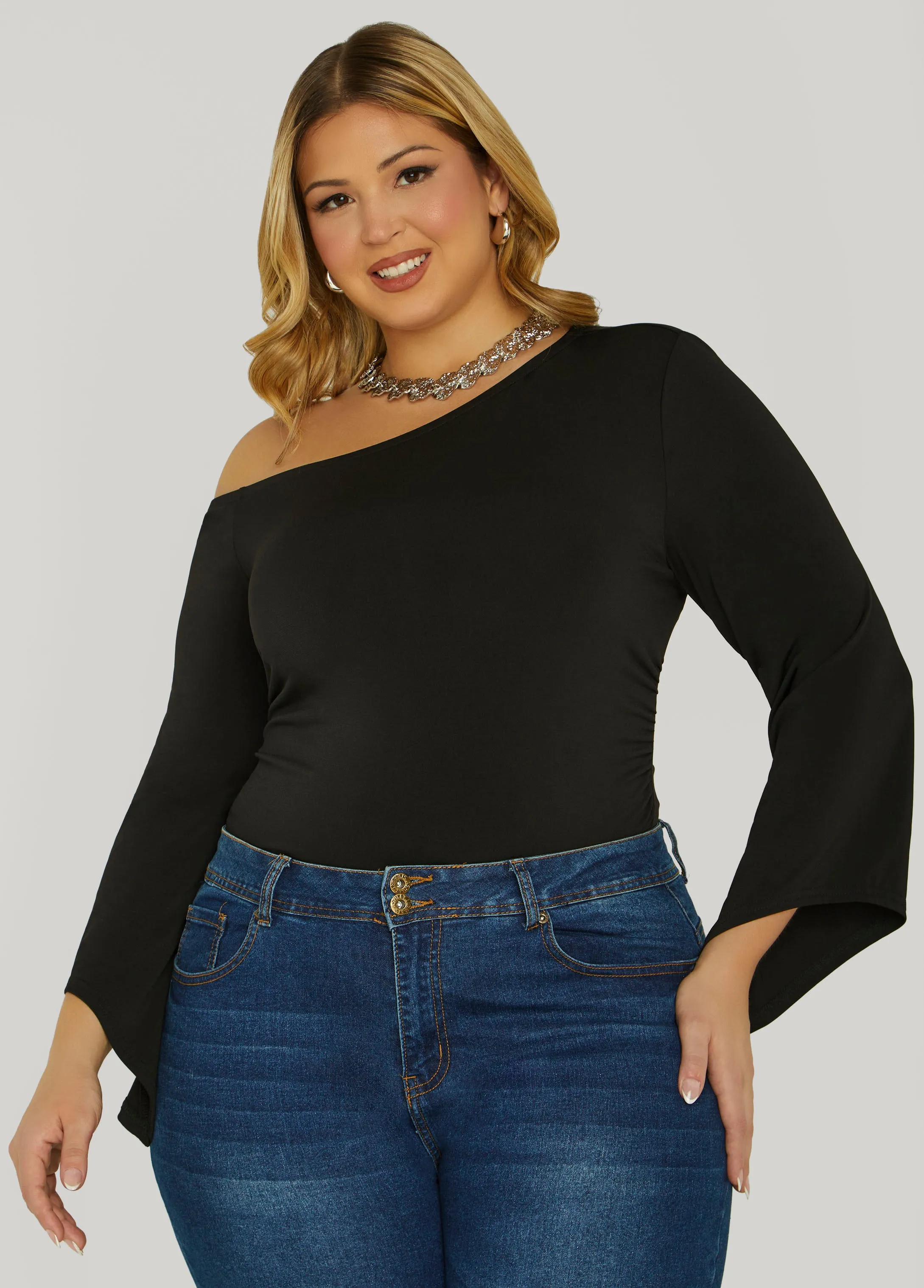 Gathered Off The Shoulder Top sold by Ashley Stewart
