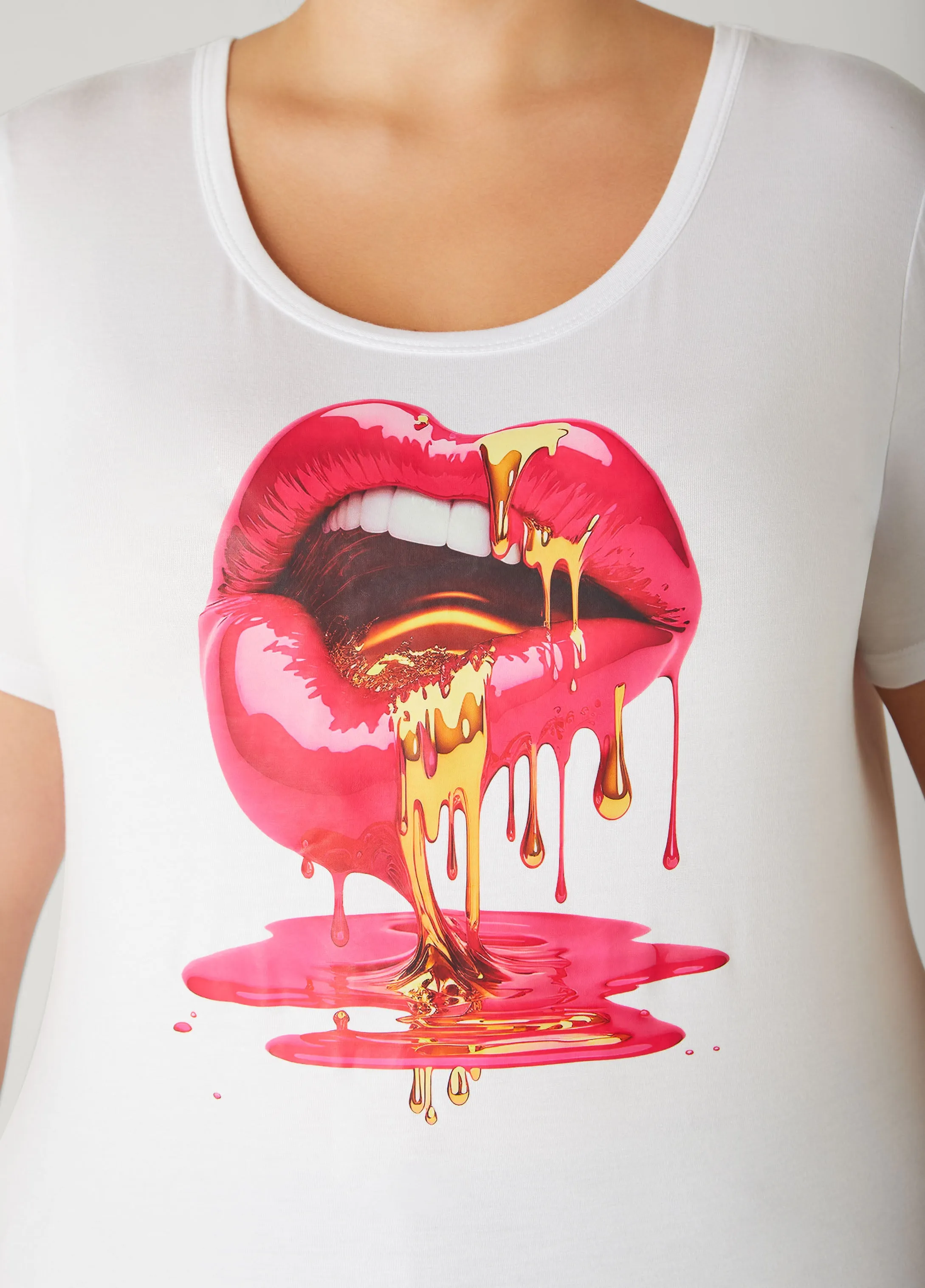 Dripped Lips Graphic Tee sold by Ashley Stewart product image thumbnail 4