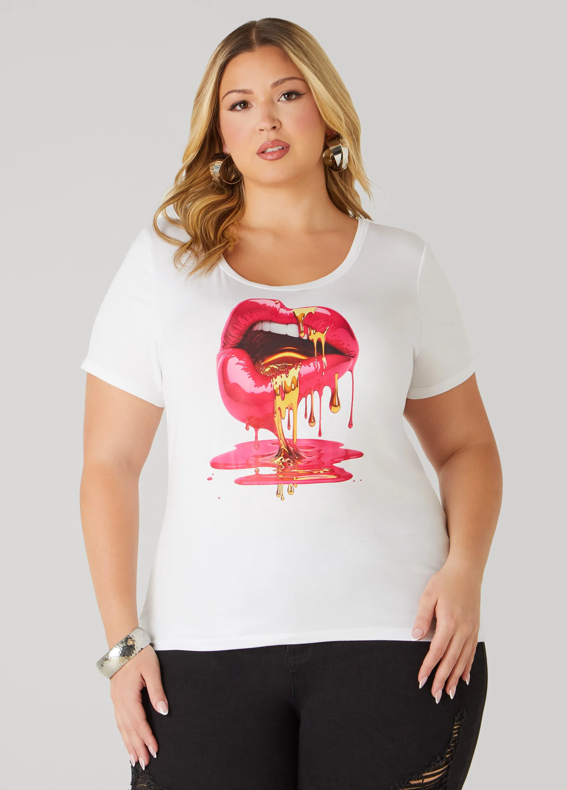 Dripped Lips Graphic Tee sold by Ashley Stewart