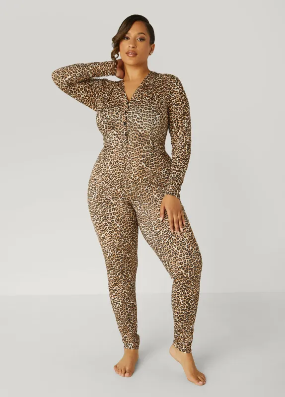 Leopard Pajama Jumpsuit sold by Ashley Stewart