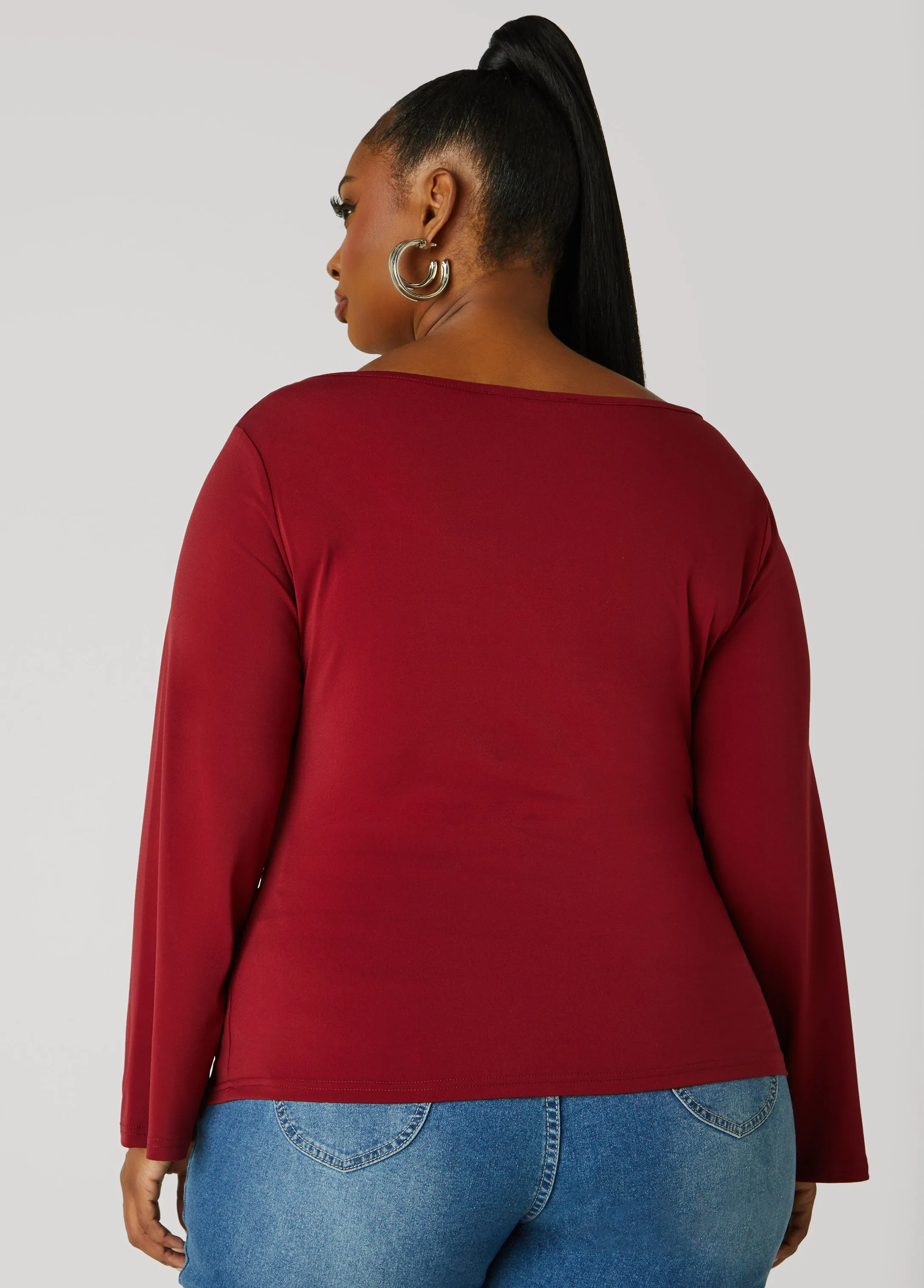 Gathered Boat Neck Top sold by Ashley Stewart product image thumbnail 2