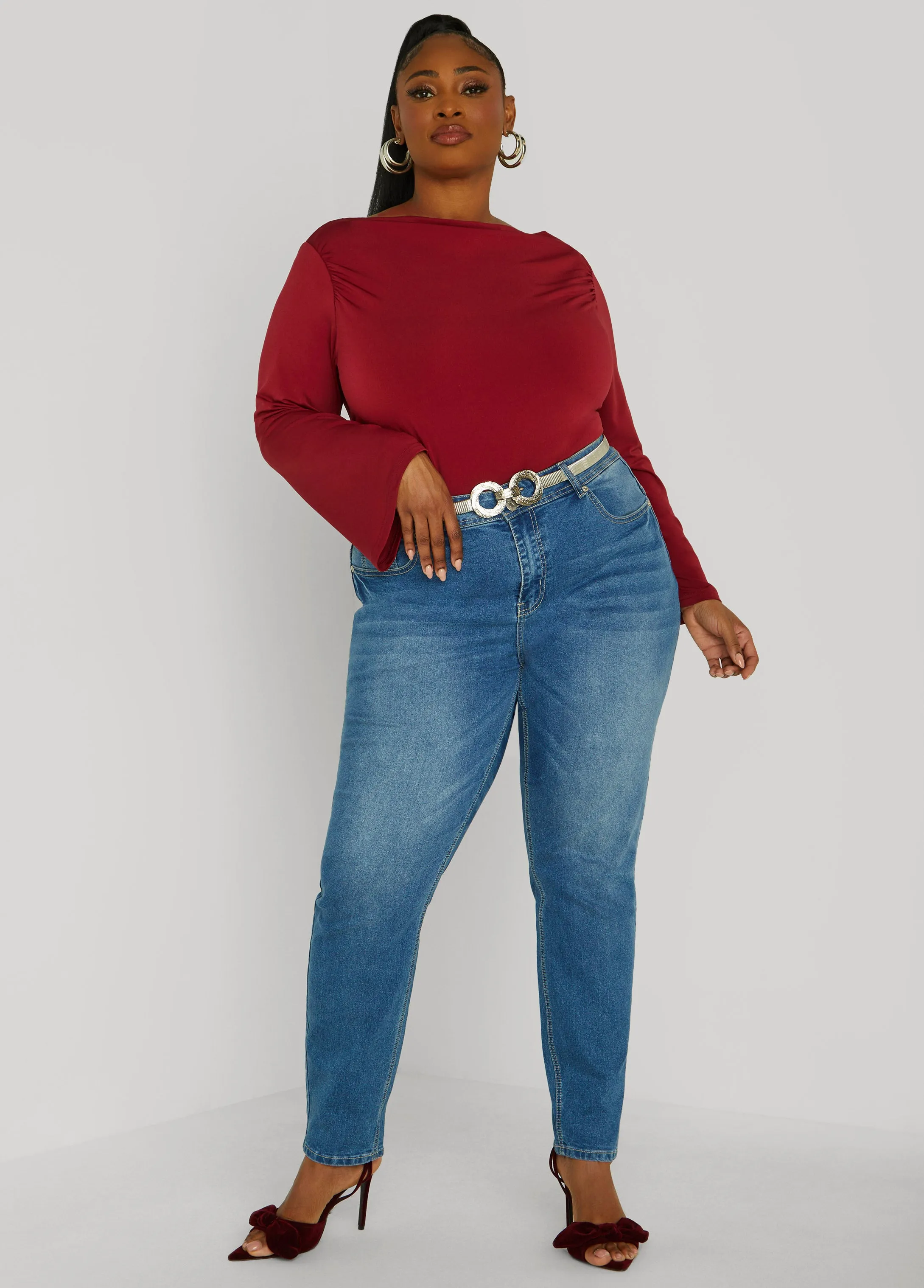 Gathered Boat Neck Top sold by Ashley Stewart product image thumbnail 3