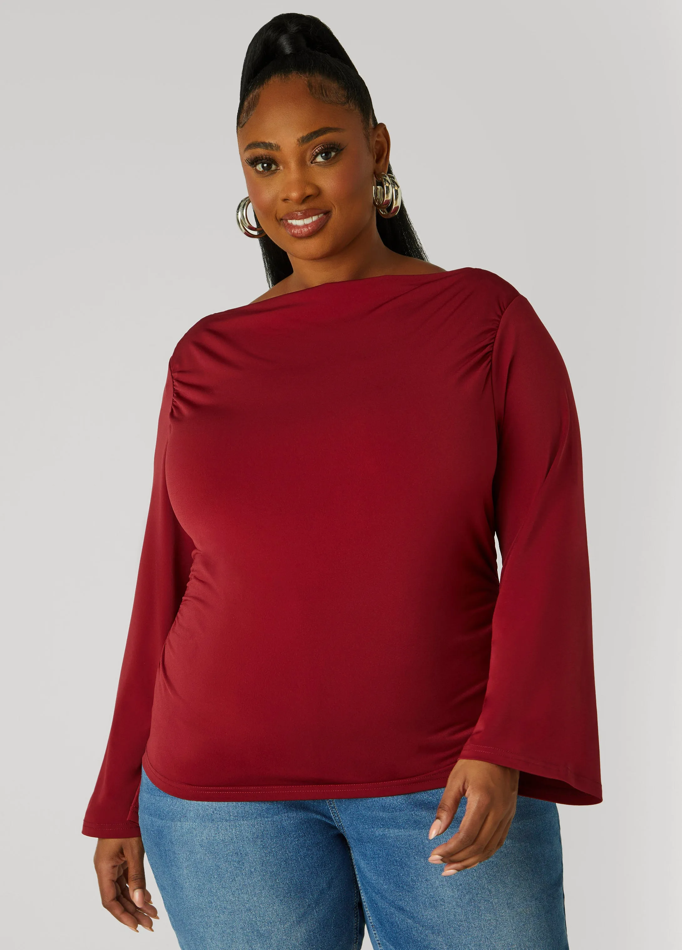 Gathered Boat Neck Top sold by Ashley Stewart product image thumbnail 4