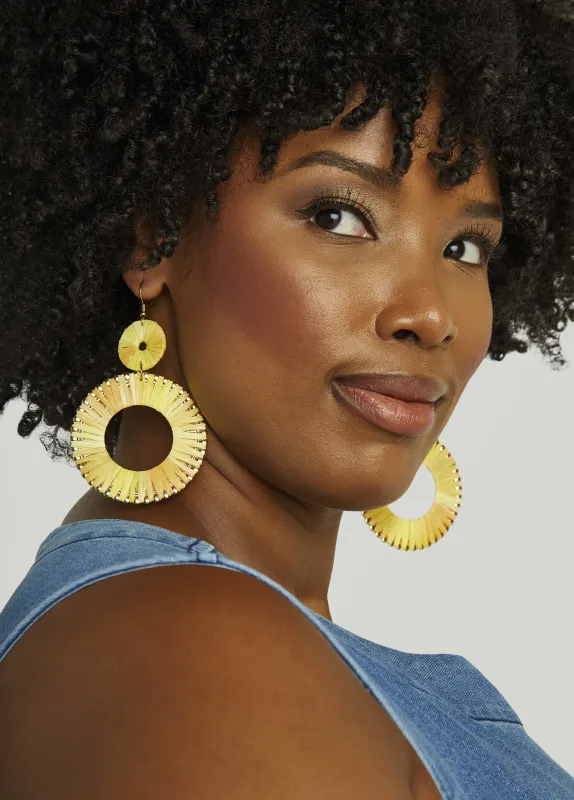 Ombre Raffia Wrapped Earrings sold by Ashley Stewart