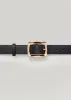 Gold Buckle Faux Leather Belt sold by Ashley Stewart