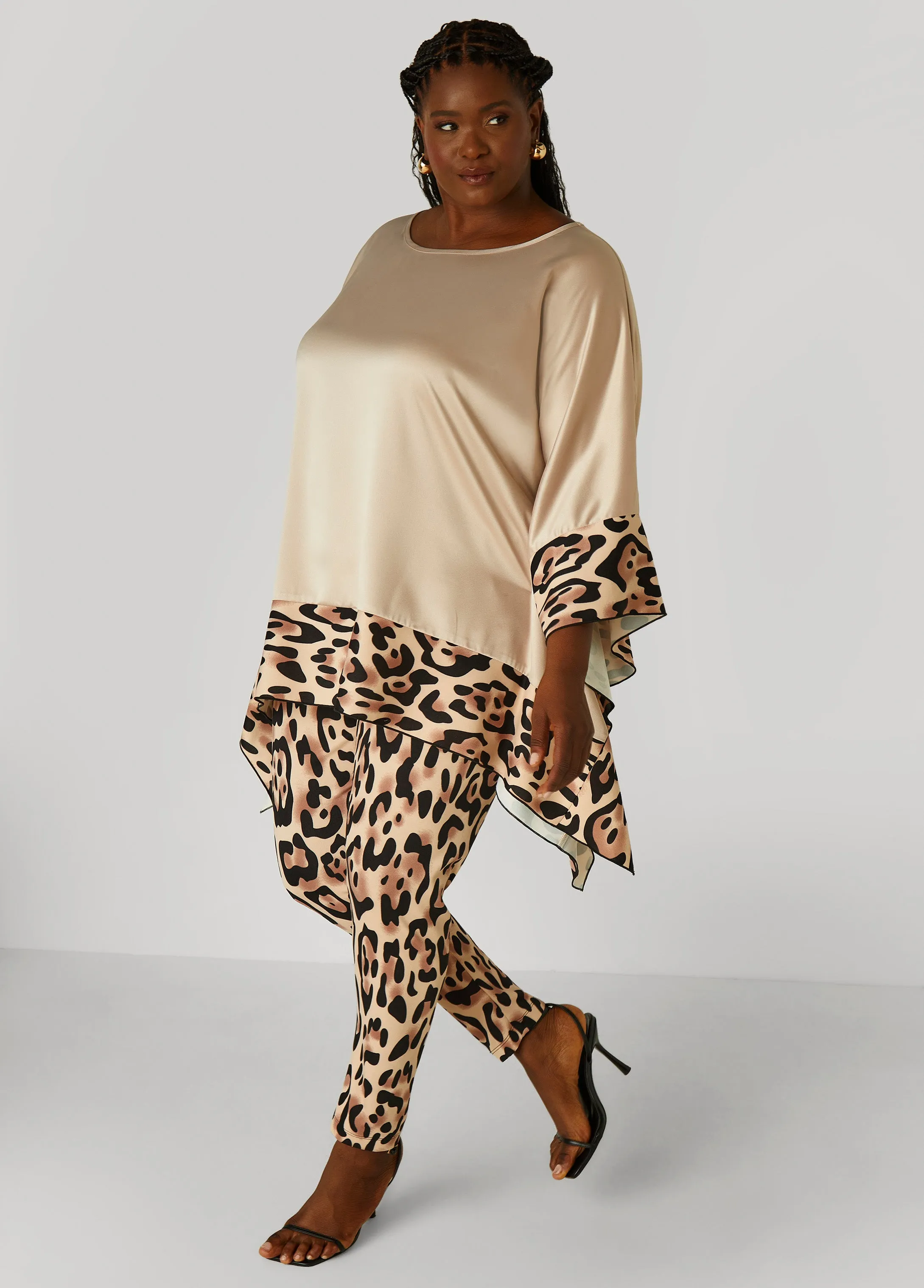 Animal Print Paneled Satin Tunic sold by Ashley Stewart product image thumbnail 3