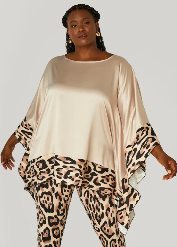 Animal Print Paneled Satin Tunic sold by Ashley Stewart