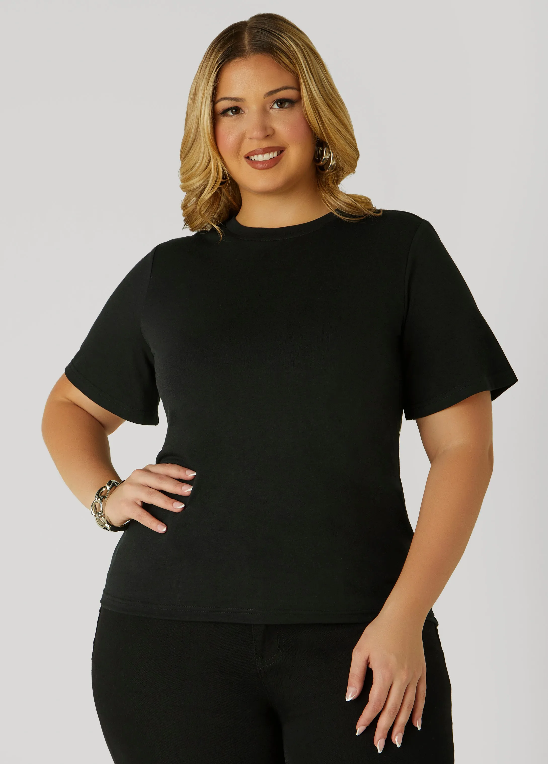 Mesh Paneled Queen Of Hearts Tee sold by Ashley Stewart product image thumbnail 3