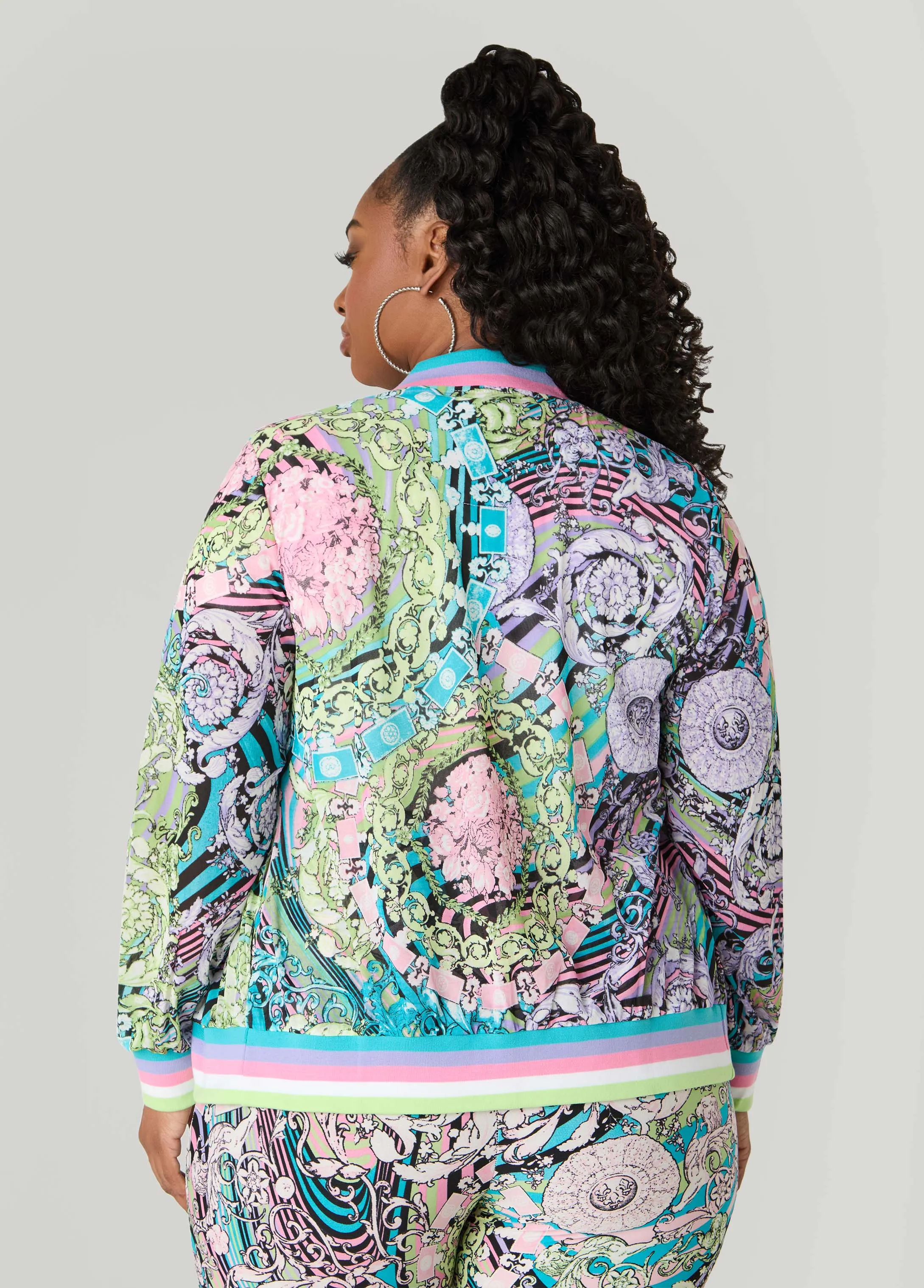 Status Print Mesh Track Jacket sold by Ashley Stewart product image thumbnail 4