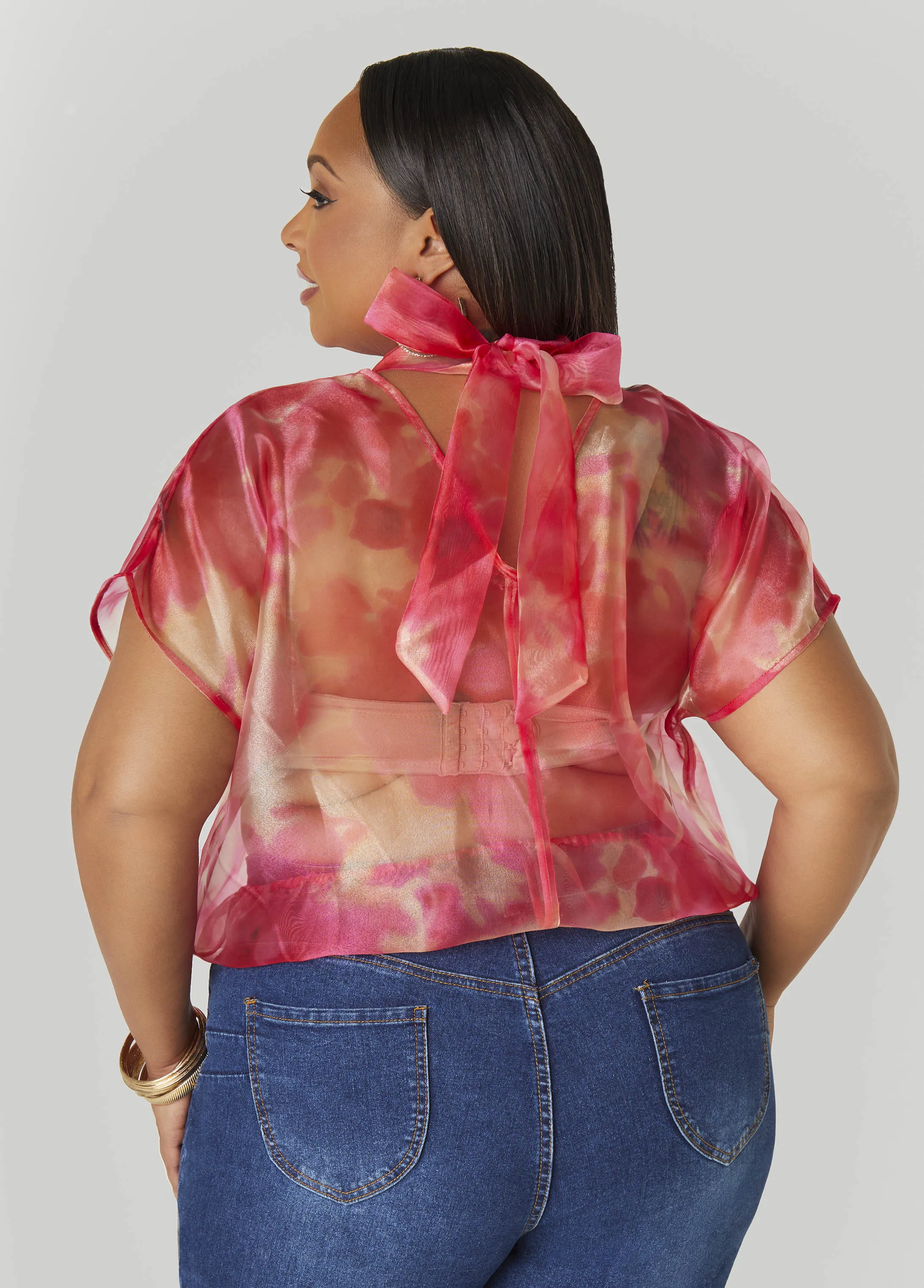 Watercolor Print Organza Blouse sold by Ashley Stewart product image thumbnail 2