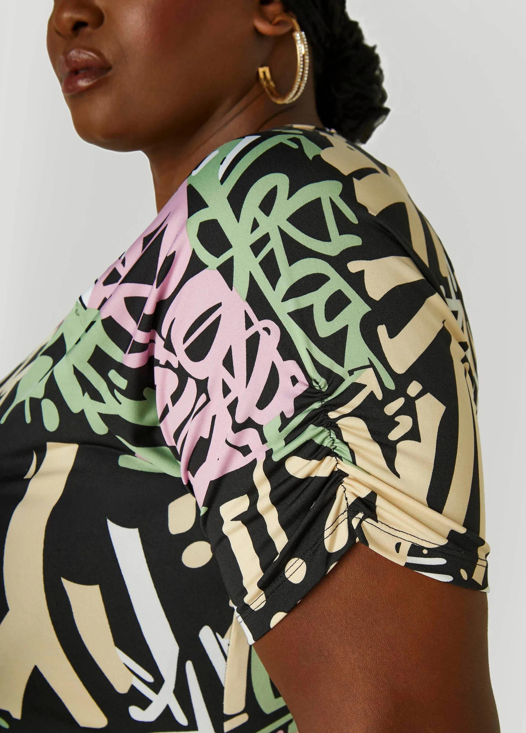 Graffiti Print T Shirt Dress sold by Ashley Stewart product image thumbnail 4