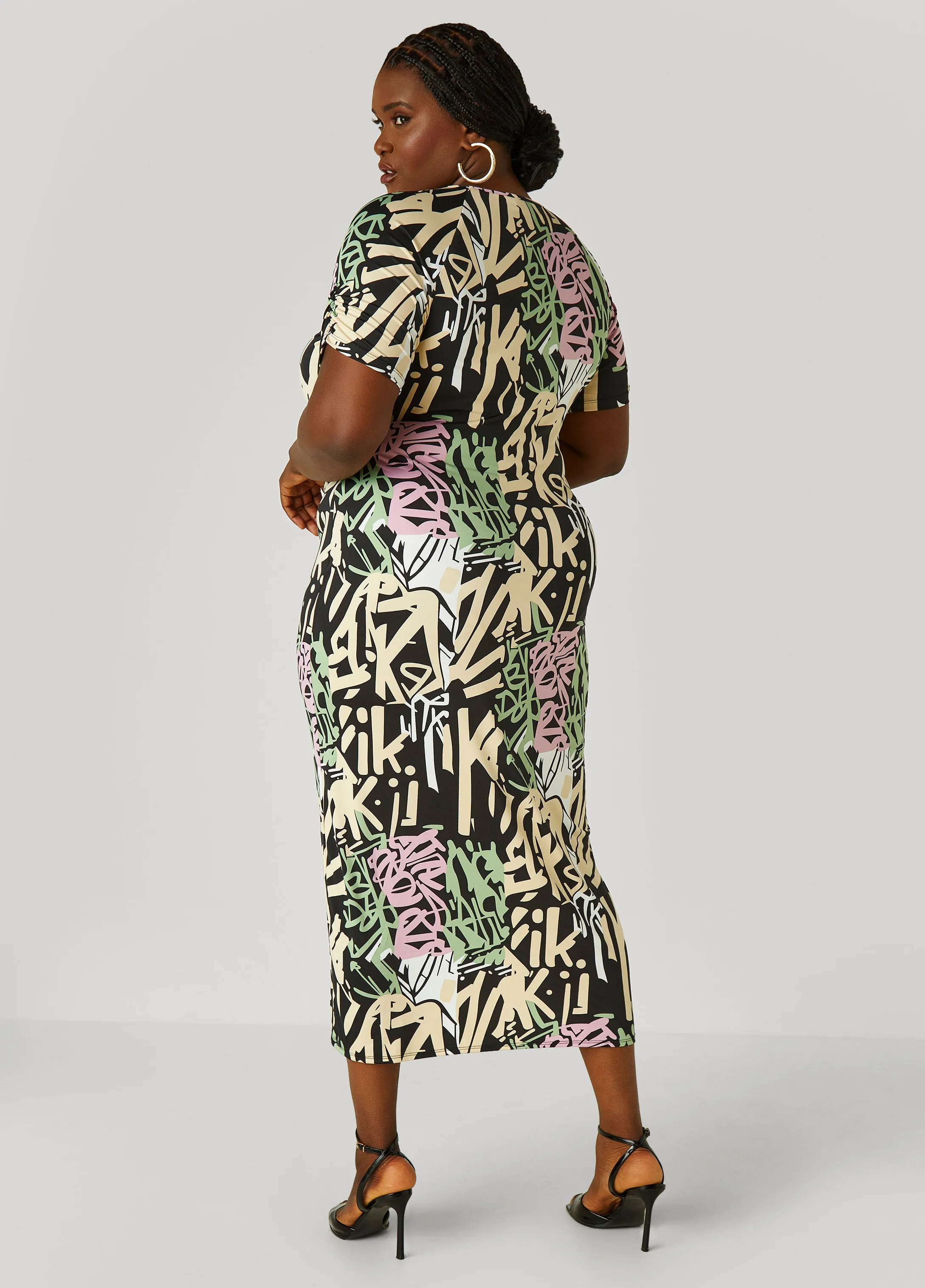 Graffiti Print T Shirt Dress sold by Ashley Stewart product image thumbnail 2