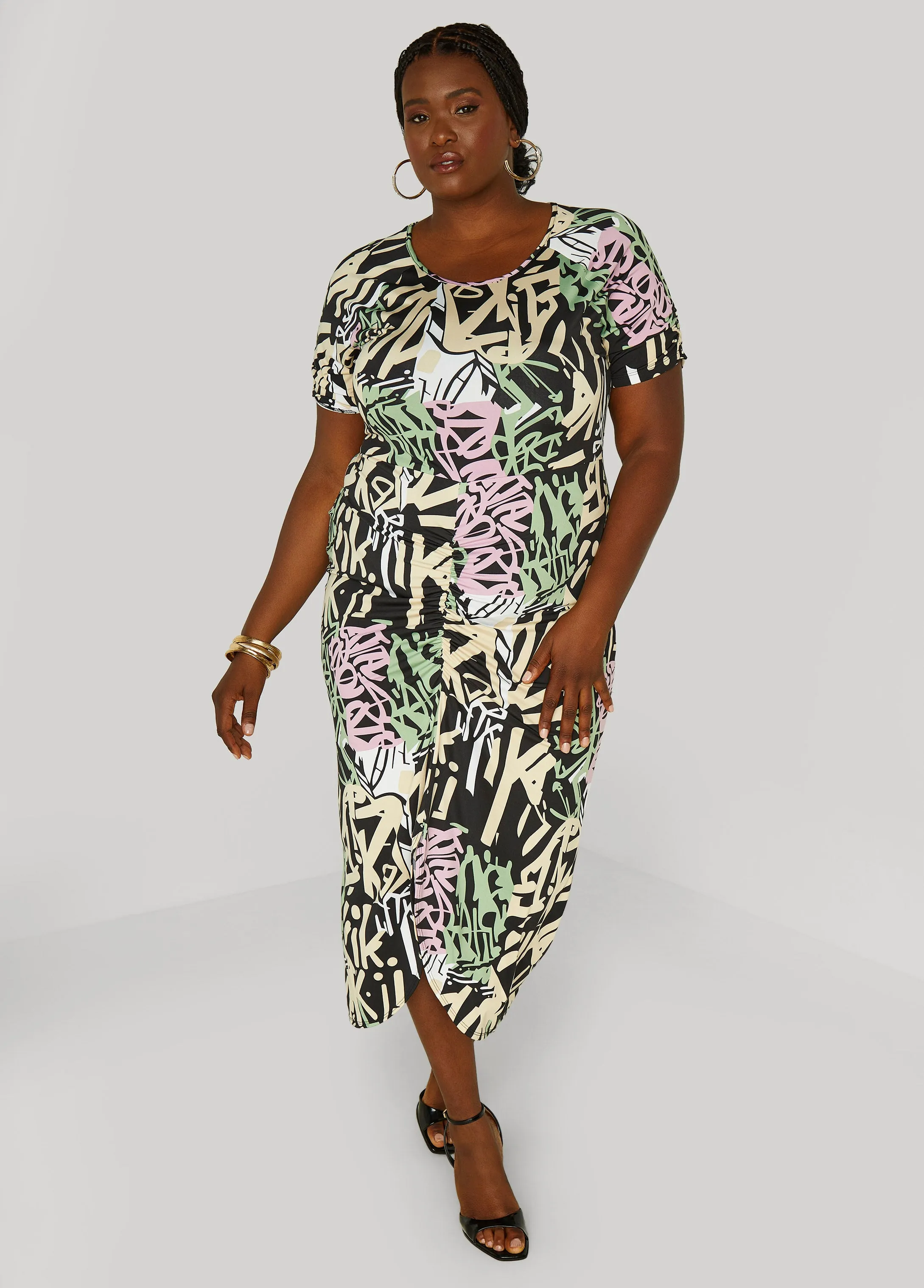 Graffiti Print T Shirt Dress sold by Ashley Stewart