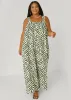Leaf Print Wide Leg Jumpsuit sold by Ashley Stewart