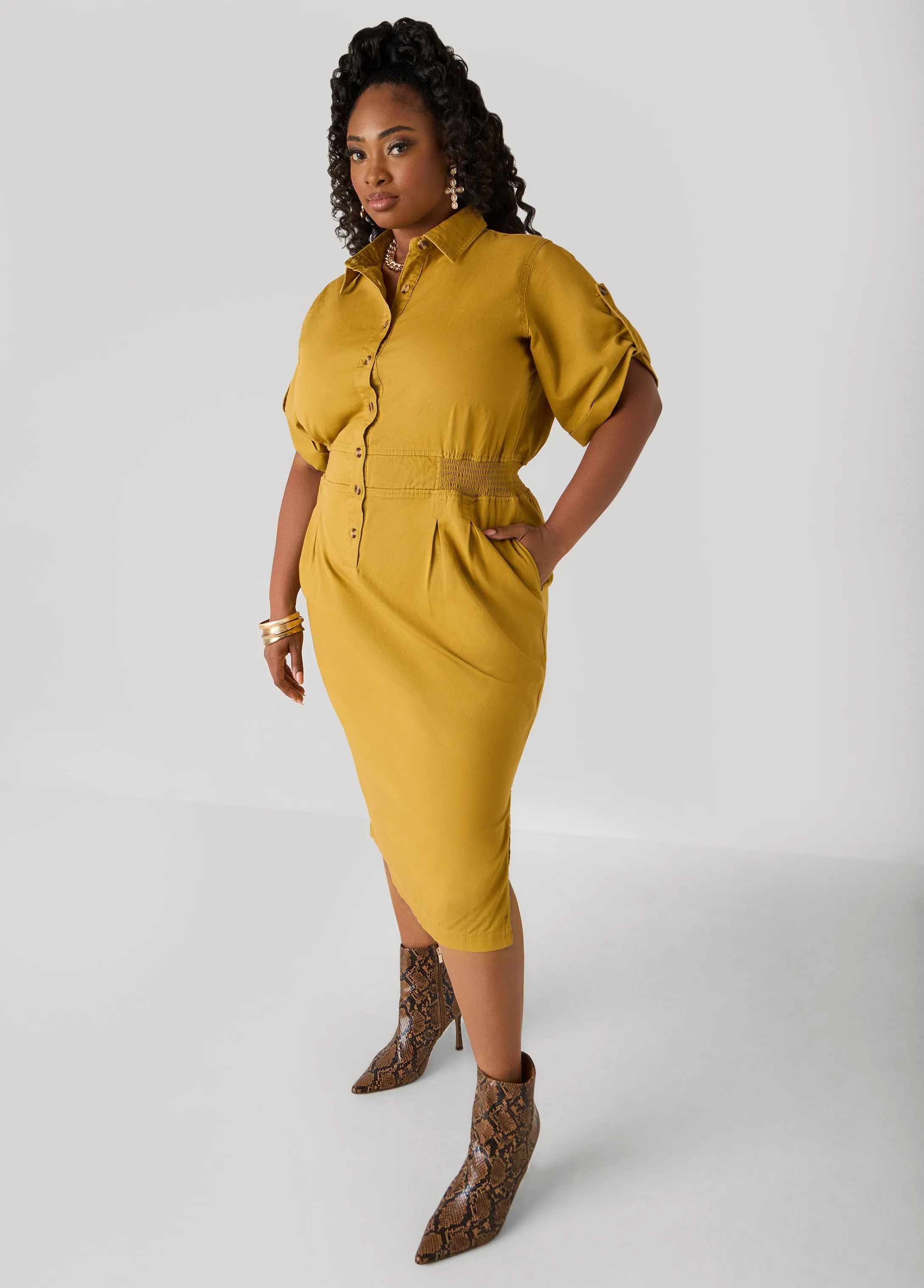Cuffed Denim Dress sold by Ashley Stewart