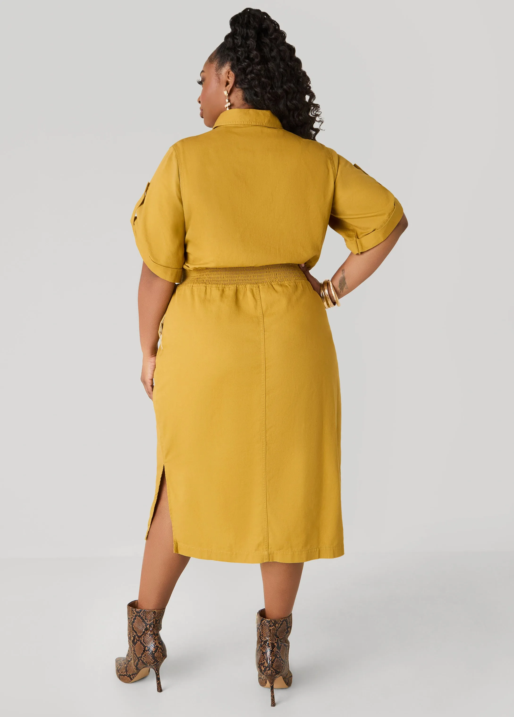 Cuffed Denim Dress sold by Ashley Stewart product image thumbnail 3