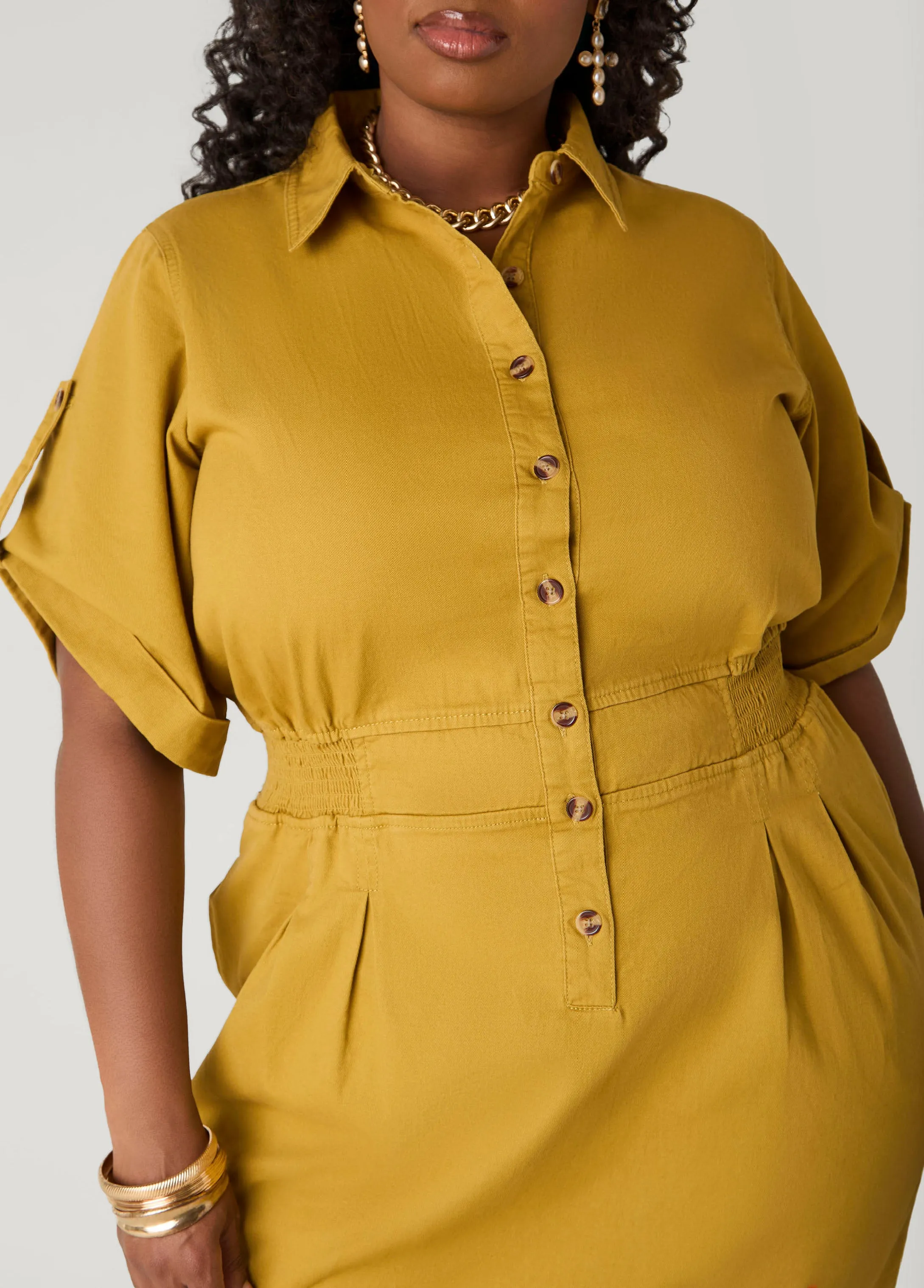 Cuffed Denim Dress sold by Ashley Stewart product image thumbnail 4