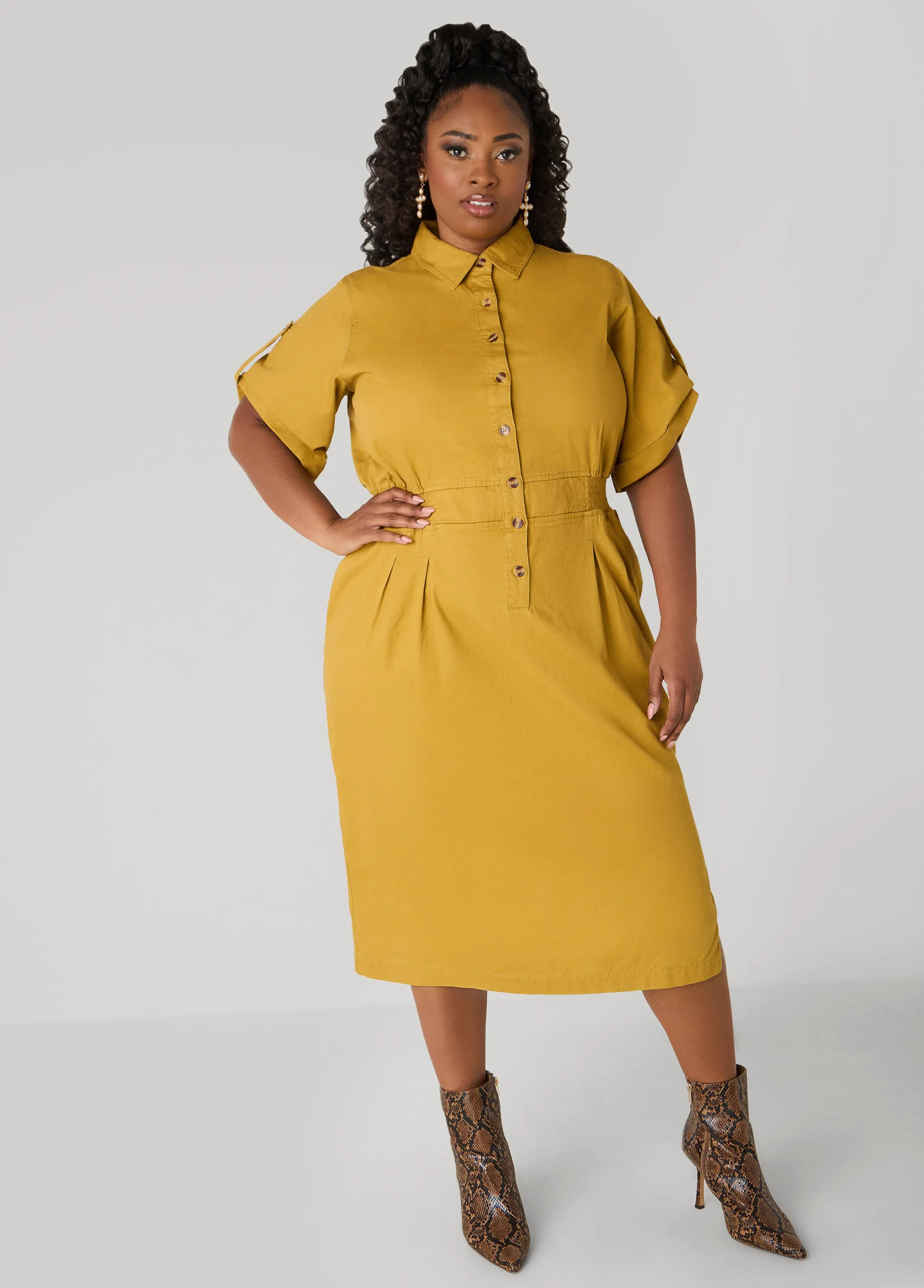 Cuffed Denim Dress sold by Ashley Stewart product image thumbnail 2